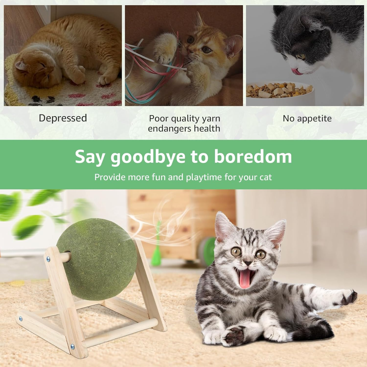 Cat Toy Ball,Catnip Ball with Stand,Giant Catnip Ball,Cat Toys with Catnip,Mint Ball Cat Toy,Cat Mint Ball,Cat Catnip Ball,Interactive Catnip Toy for Cat Playing and Training (L) image number 2