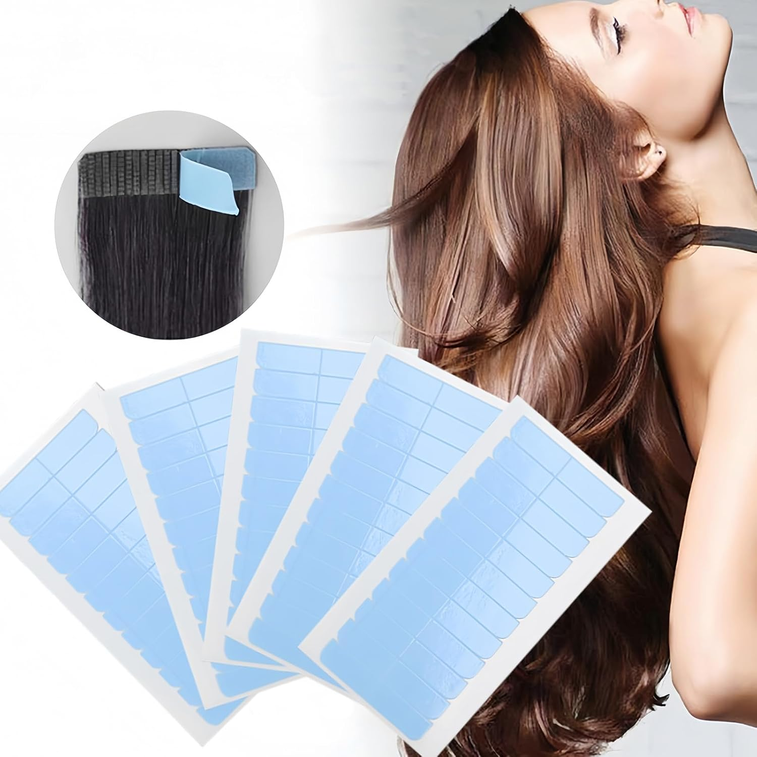 480 Pieces Hair Extension Tape, Strong Hold Tape Hair Extensions, Invisible Adhesive Hair Extension Tape, Suitable for Hair Extensions, Salon Use, At-Home Styling Long-Lasting Wear image number 3