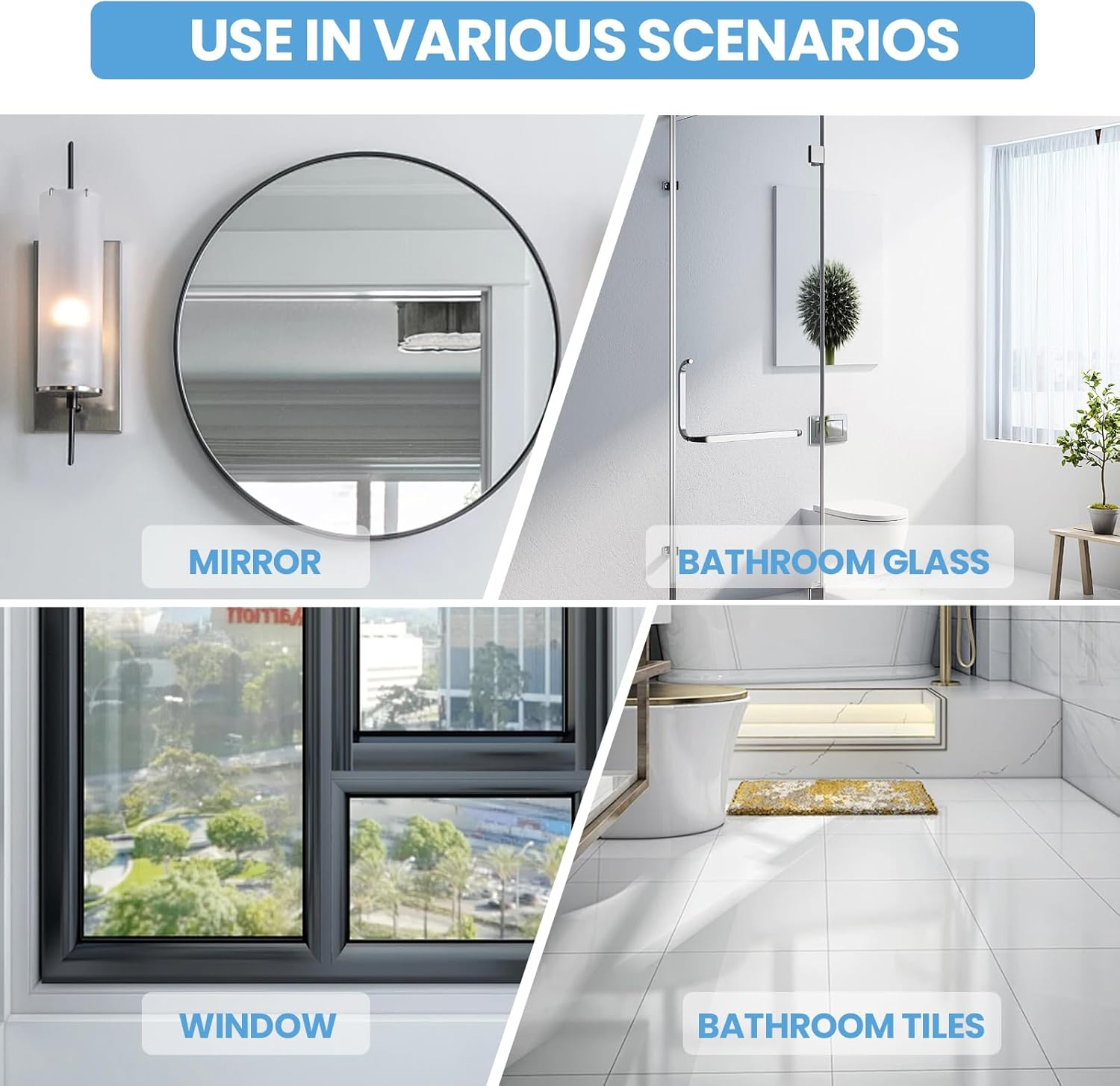 Shower Squeegee Long Handle, Window Wiper and Window Squeegee 2 in 1, Squeegee Shower Floor, 120 Cm Telescopic Rod, Water Pusher, Floor Squeegee, Window Cleaning Set, Glass Wiper for Shower (Black) image number 1