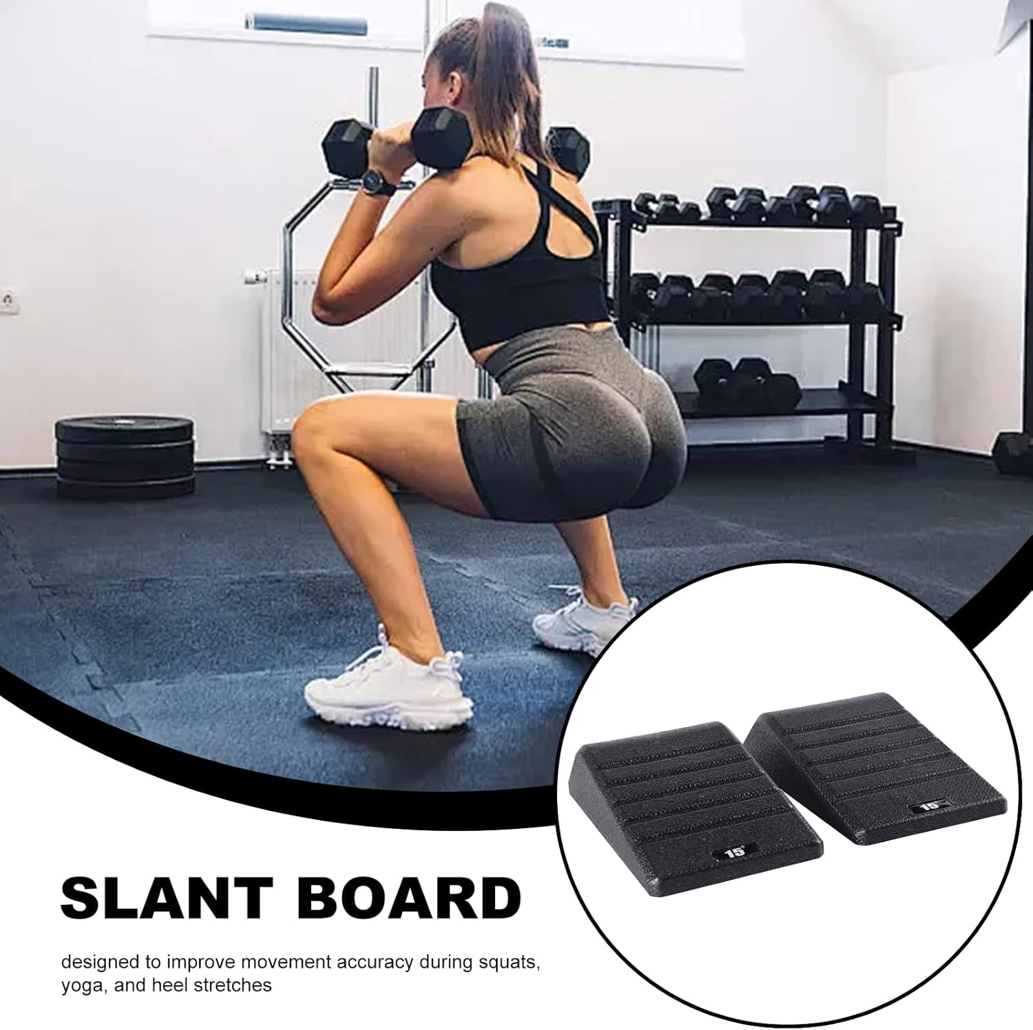Exercise Wedges for Squats,2-Piece Heel Elevated Squat Exercise Wedge | Ergonomic Stretcher Ramp Home Gym Accessories for Fitness Athlete Weightlifting Practice Yoga Studio Runner image number 4