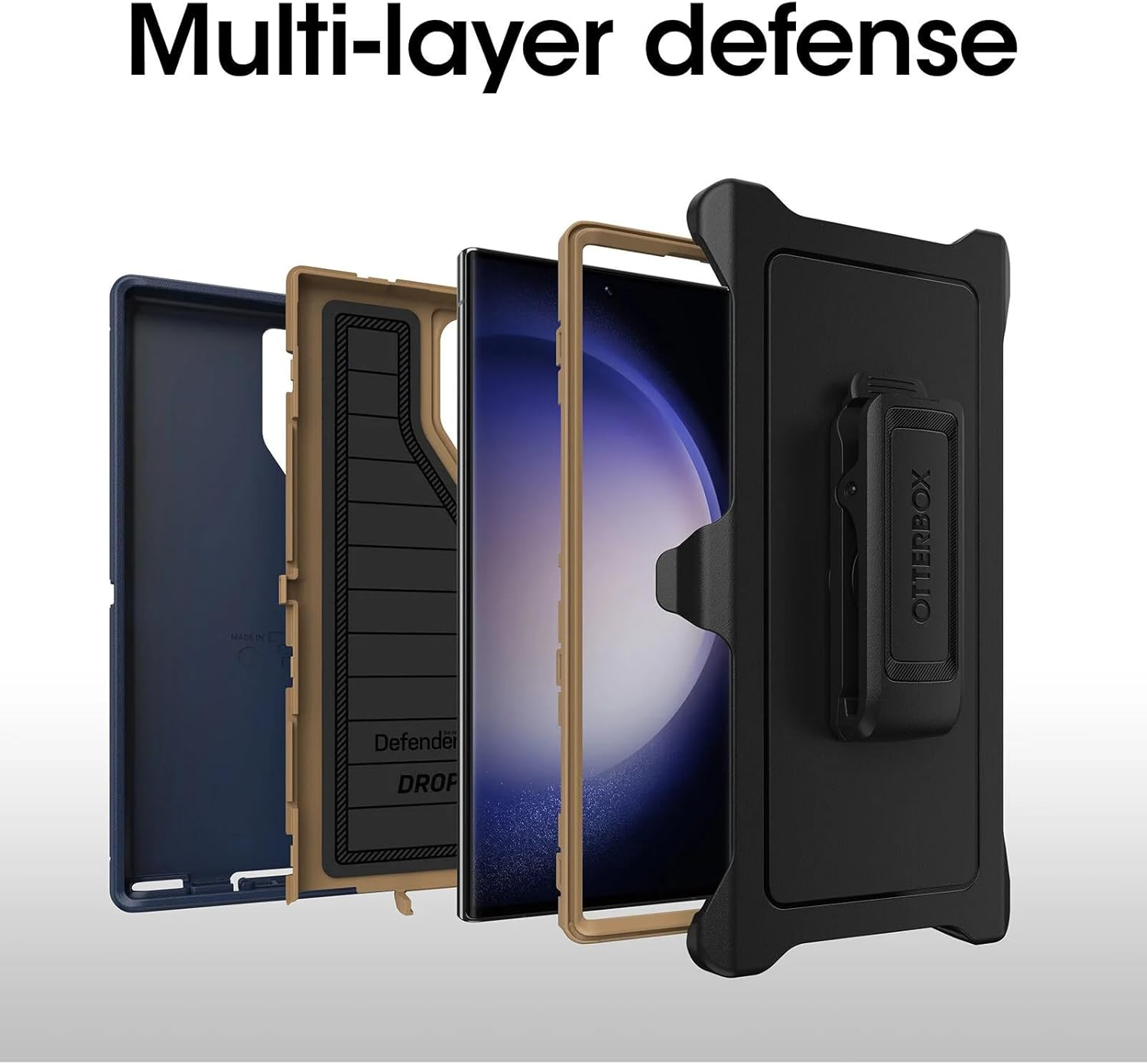 Otterbox Galaxy S23 Ultra (Only) - Defender Series Case - Blue Suede Shoes, Rugged & Durable, with Port Protection, Includes Holster Clip Kickstand, Microbial Defense Protection - Non-Retail Packaging image number 4