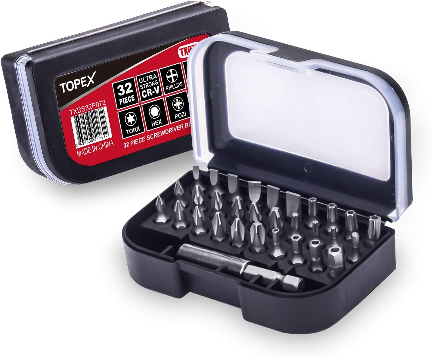 TOPEX 32-Piece CR-V Security Screwdriver Bit Set with Belt Clip Magnetic Driver image number 5