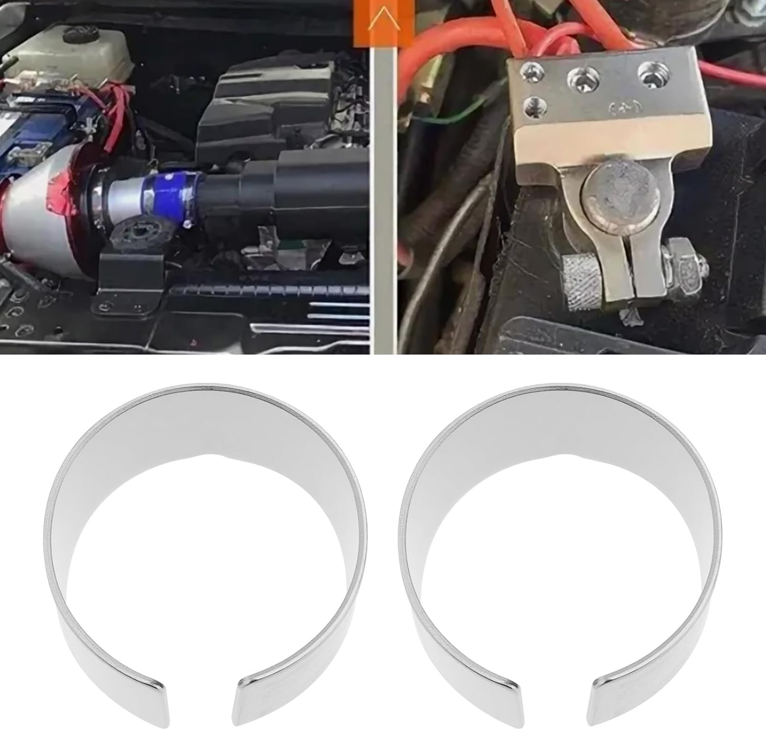 Emagtech 4Pcs Car Battery Terminals Shims Clamps Posts Spacer Shims for In-Car Audio Video Connectors, Silver image number 4