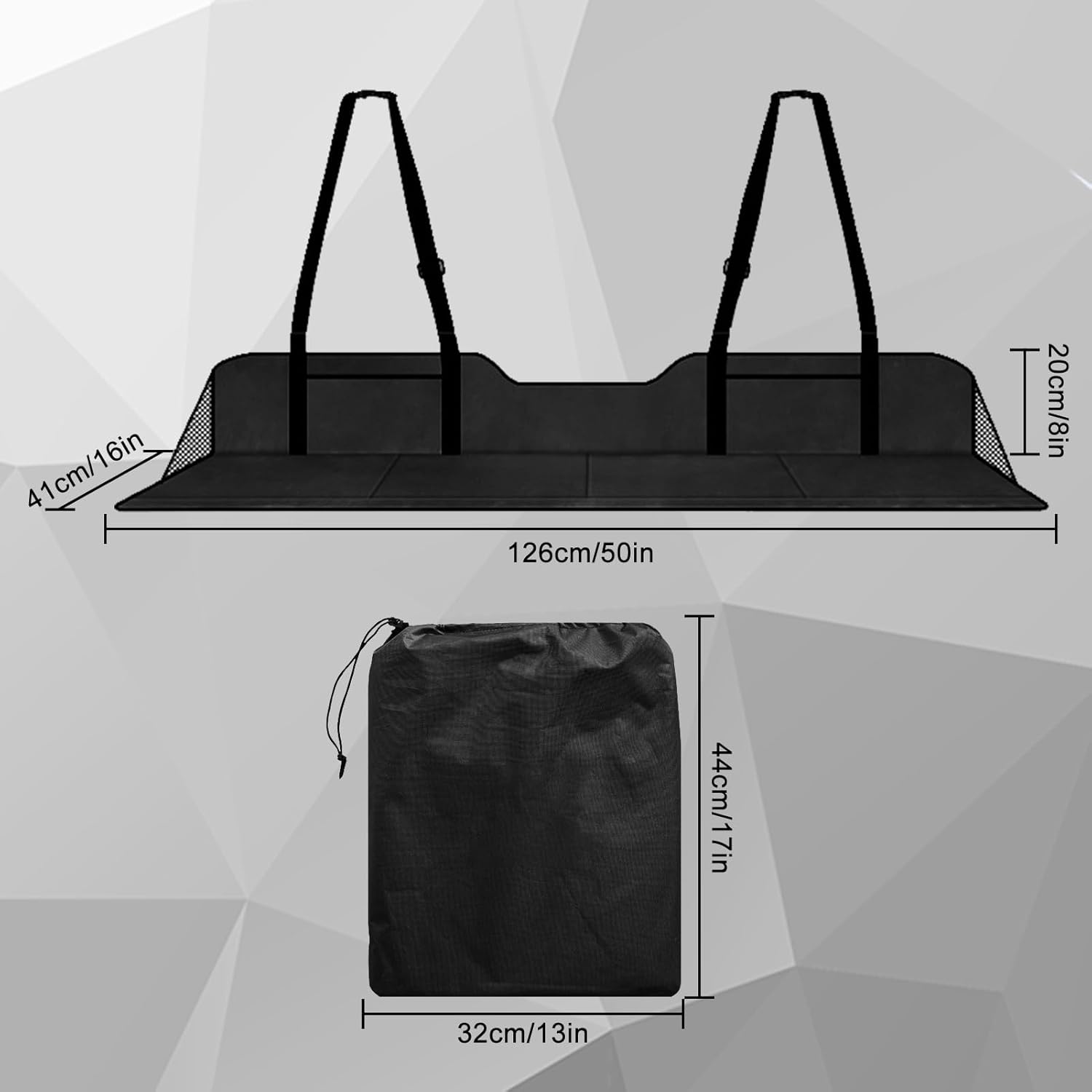 WODHMIEY Foldable Car Rear Seat Extender, Seat Mattress for Camping with Extension Plate for Car, SUV, MPV, 50X15.75X7.87In, Increase Sleeping Space and Comfort in the Rear Seat (Black, Flannel) image number 1