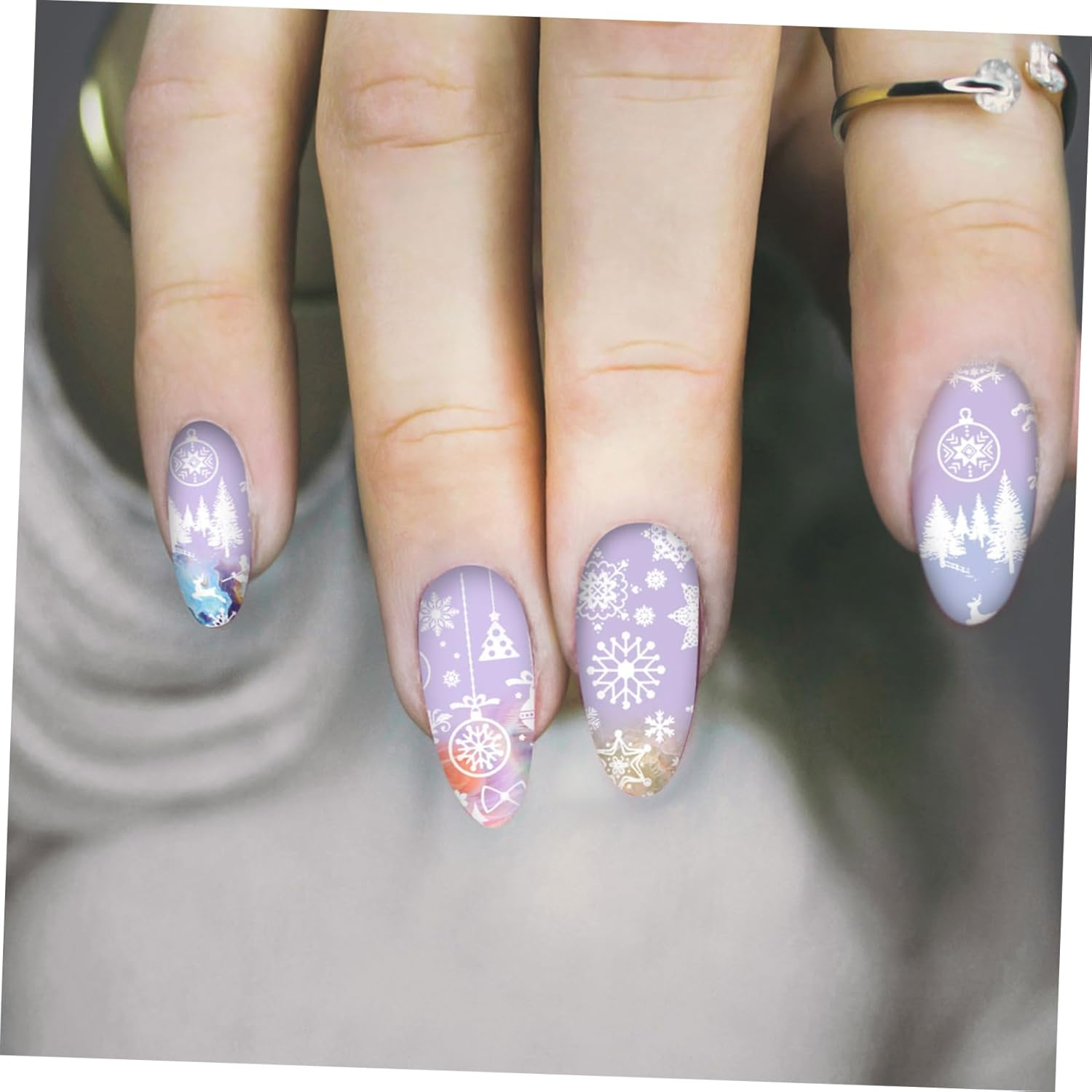 Healeved Nail Stamping Plates Christmas Theme 10Pcs Manicure Enhancement Kit Decorative Stamps for DIY Nails image number 4