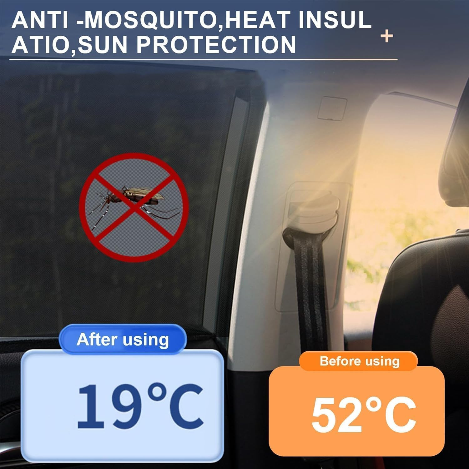 4Pcs Stretchable Breathable Sunshades for Car Windows - Sun Shade Curtain, Soft Rear Side Window Cover, Privacy Curtains, Mesh Side Window Cover