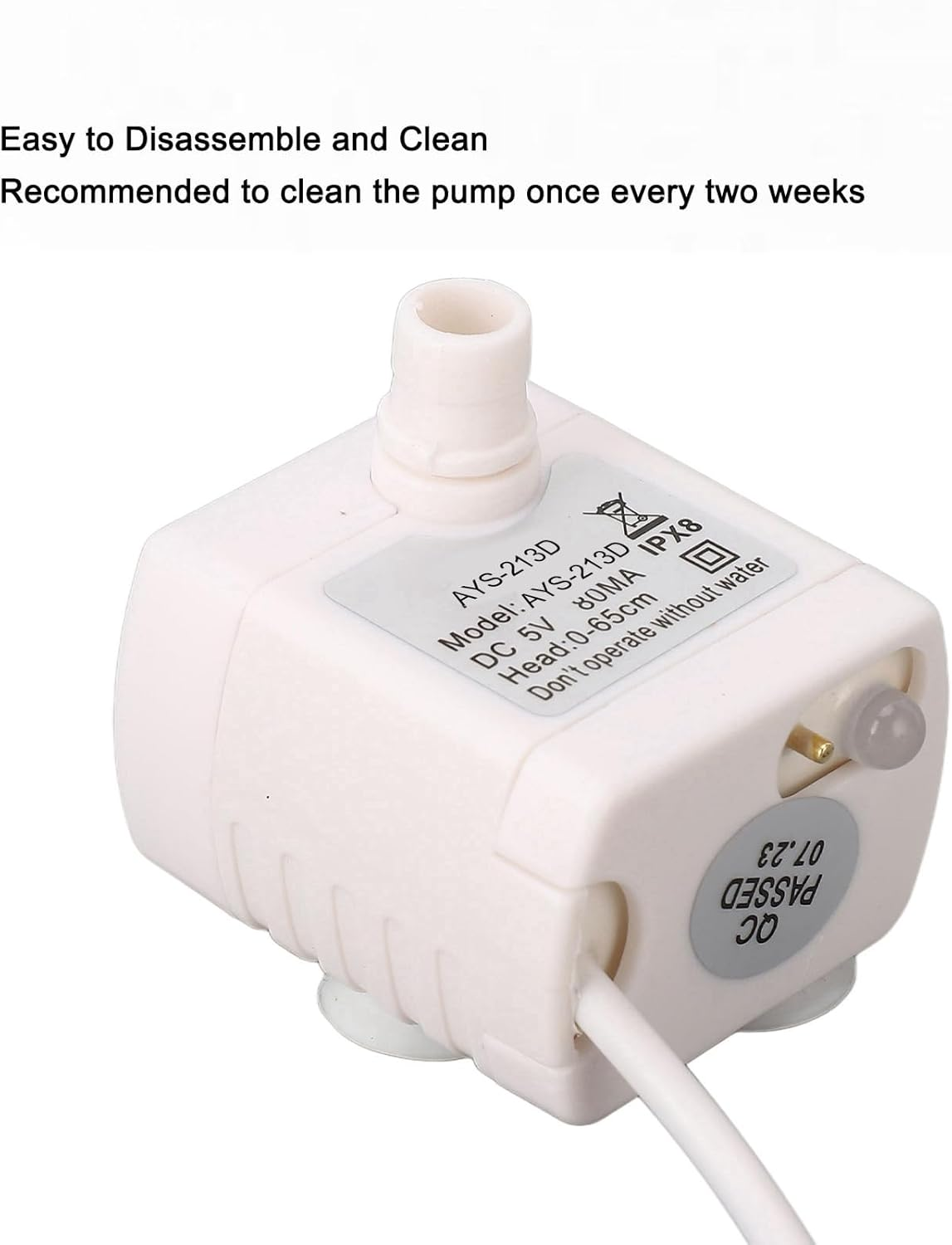 OVAQUIXI Cat Water Fountain Pump, Pet Water Dispenser Replacement Pump USB Powered DC Brushless Motor image number 2