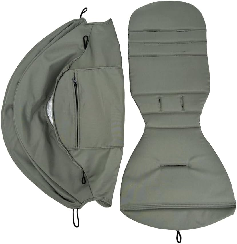 Baby Stroller Seat Cushion and Canopy Compatible with Babyzen YOYO 2 and YOYO+, Pushchair Accessories Replacement Kit, Waterproof Double-Layer Fabric (Aqua Blue) - Coffee Color image number 3