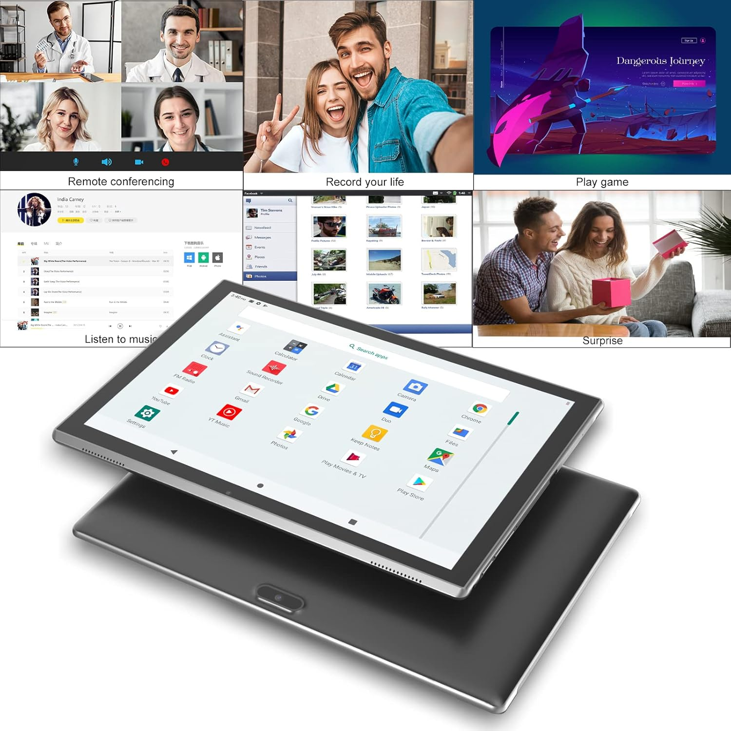 10 Inch Tablet Android 15 Tablet PC, 10.1" Android Tablets DDR4 8GB RAM(5GB Expand) 32GB ROM 2MP+8MP Dual Camera Wifi-6 BT Support 1TB Expand 10 in IPS Tab 6000Mah Battery Powerful Performance Tablets image number 3