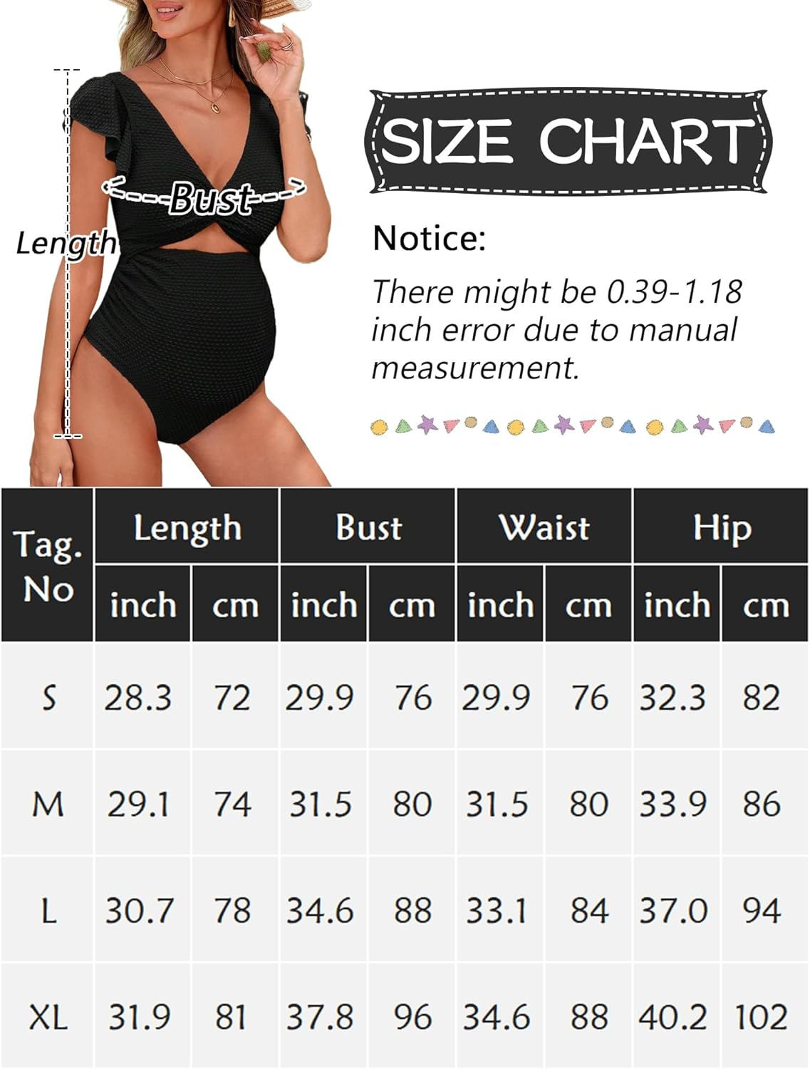 KEOYA Summer Maternity Swimsuit V Neck One Piece Swimsuit Ruffled Monokini Pregnancy Swimwear image number 2