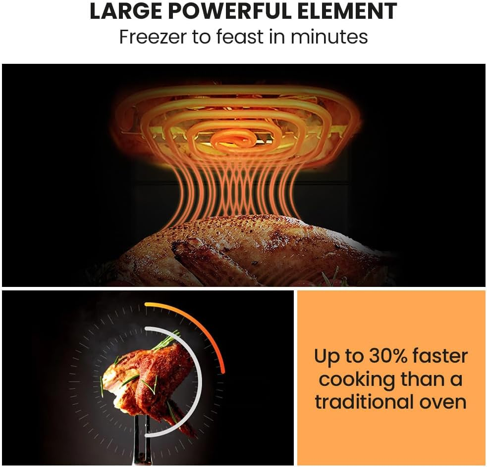 Eurochef 6.5L Air Fryer, Electric Digital Airfryer with Glass Container, Black image number 3