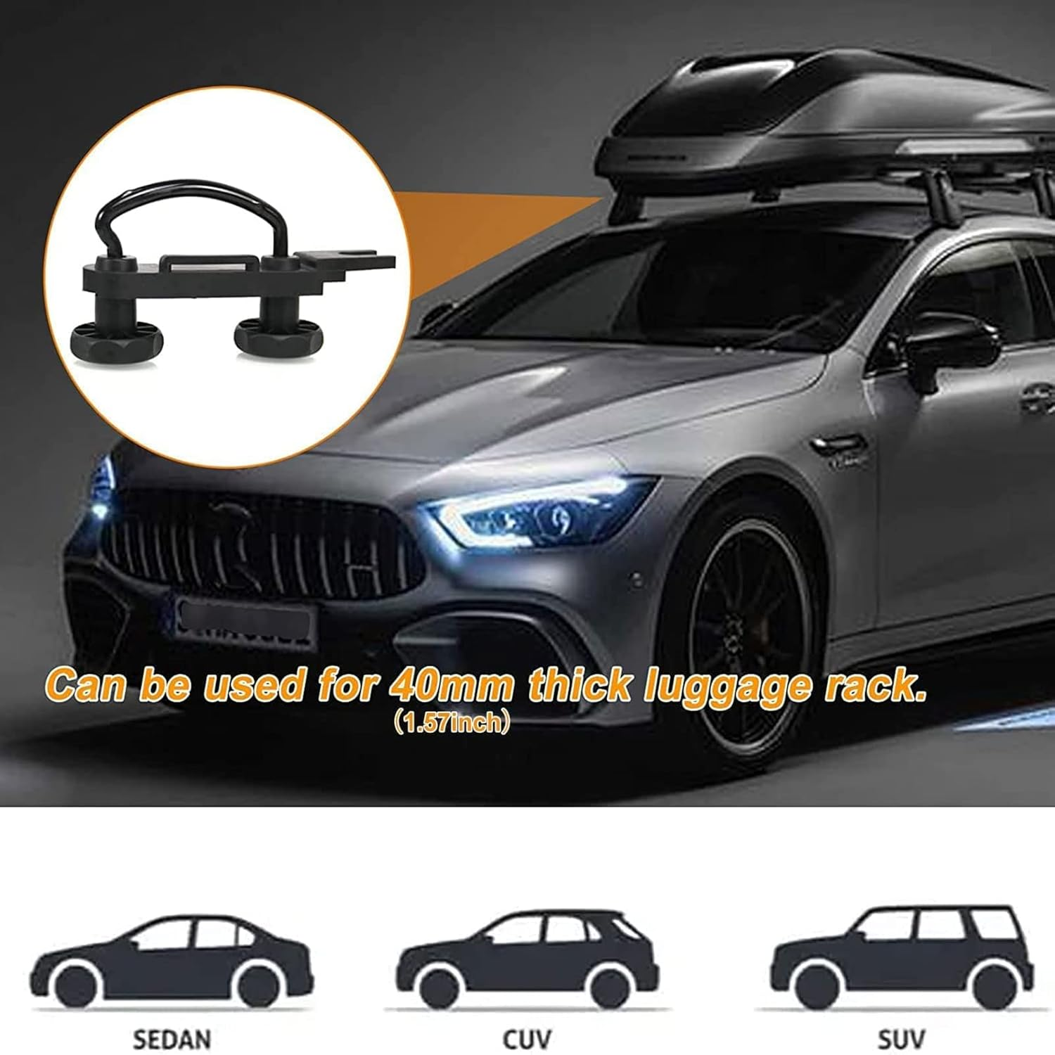 Sporacingrts 4 PCS Roof Box U-Bolt Clamps Rooftop Car Van Mounting Accessories U-Bracket Mounting Accessories, 85Mm Internal Width, with 8 Lock Nuts, 2 Strap Kit for Most Cars image number 4