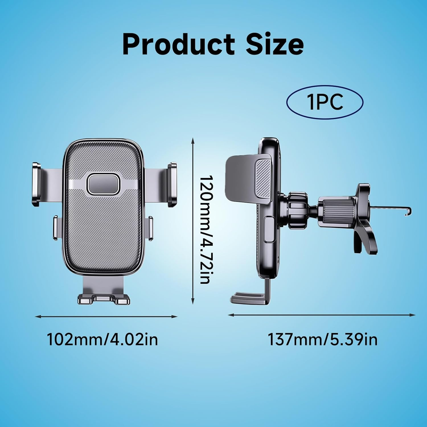 Car Vent Phone Holder with Strong Metal Hook, Triangle Stable Clip, 360&deg; Rotation & Anti-Slip Silicone, Fit for Dashboard Air Vents, Compatible with 4" - 7" Smartphones (Black) image number 4