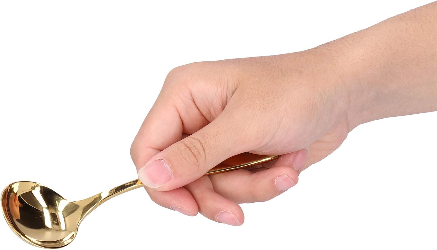 Cupping Spoon Stainless Steel Professional Coffee Cupping Spoon Milk Foam Dessert Cake Ice Cream Soup Bouillon Iced Tea Spoons Gadgets Tableware Kitchen Tool Silverware with Storage Bag (Oro) image number 2