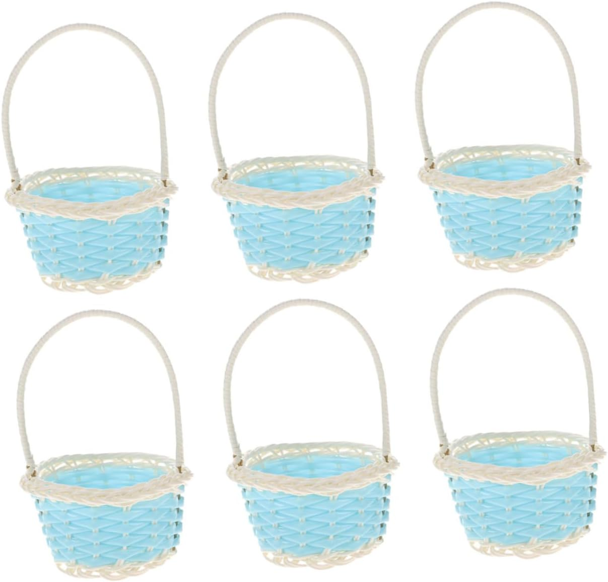 6Pcs Woven Baskets Plastic Storage Baskets Tiny Candy Serving for Shower Party Favors image number 2