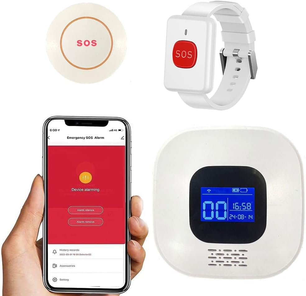 VOCA Smart Wifi Wireless SOS Pager, Call Button Call Watch, Panic Button, Emergency, Calling Alarm for Elderly Seniors Patient Disabled, 2.4G Wifi, 1 Receiver & 1 Call Button & 1 Waterproof SOS Watch image number 6