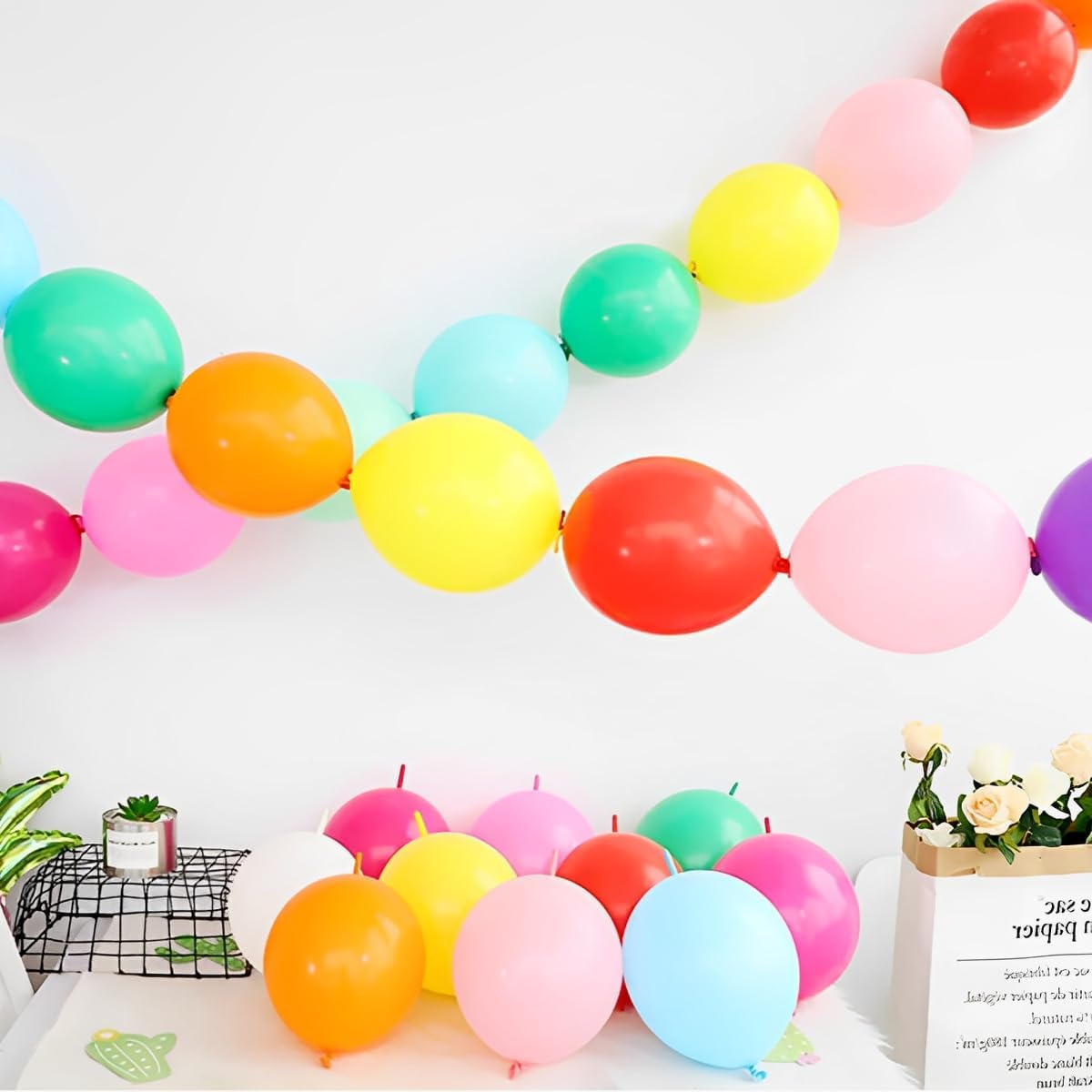 100 Pcs Link Balloon Linking Balloon 6 Inch Quick Link Latex Balloon，For Wedding, Birthday, Bridal Shower, Halloween, Christmas, Party Festival Decorations (Blue-6In) - Blue-6In image number 1