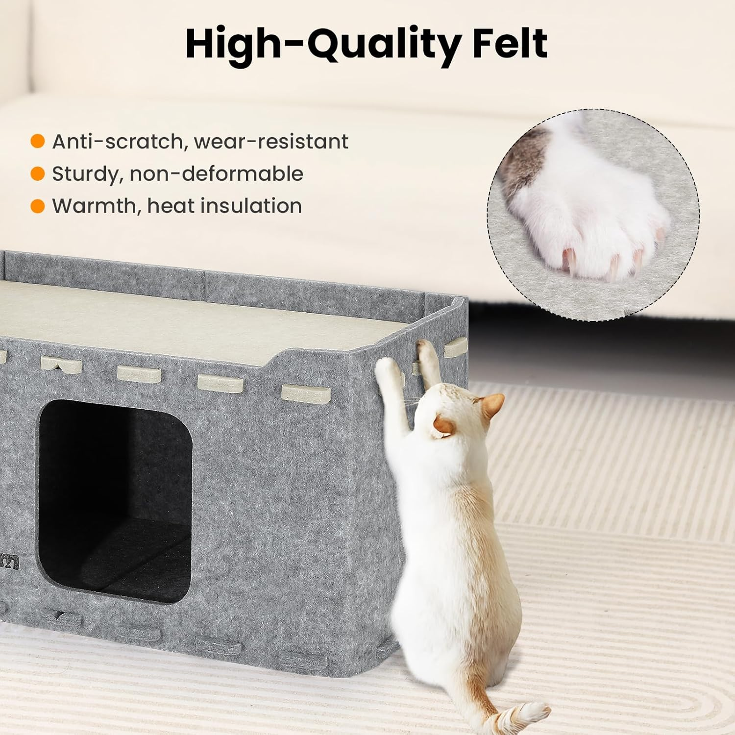 PETTOM Cat Cave Bed for Indoor Cats, Cat Tunnel House for Multiple & Large Cats, Cat Accessories