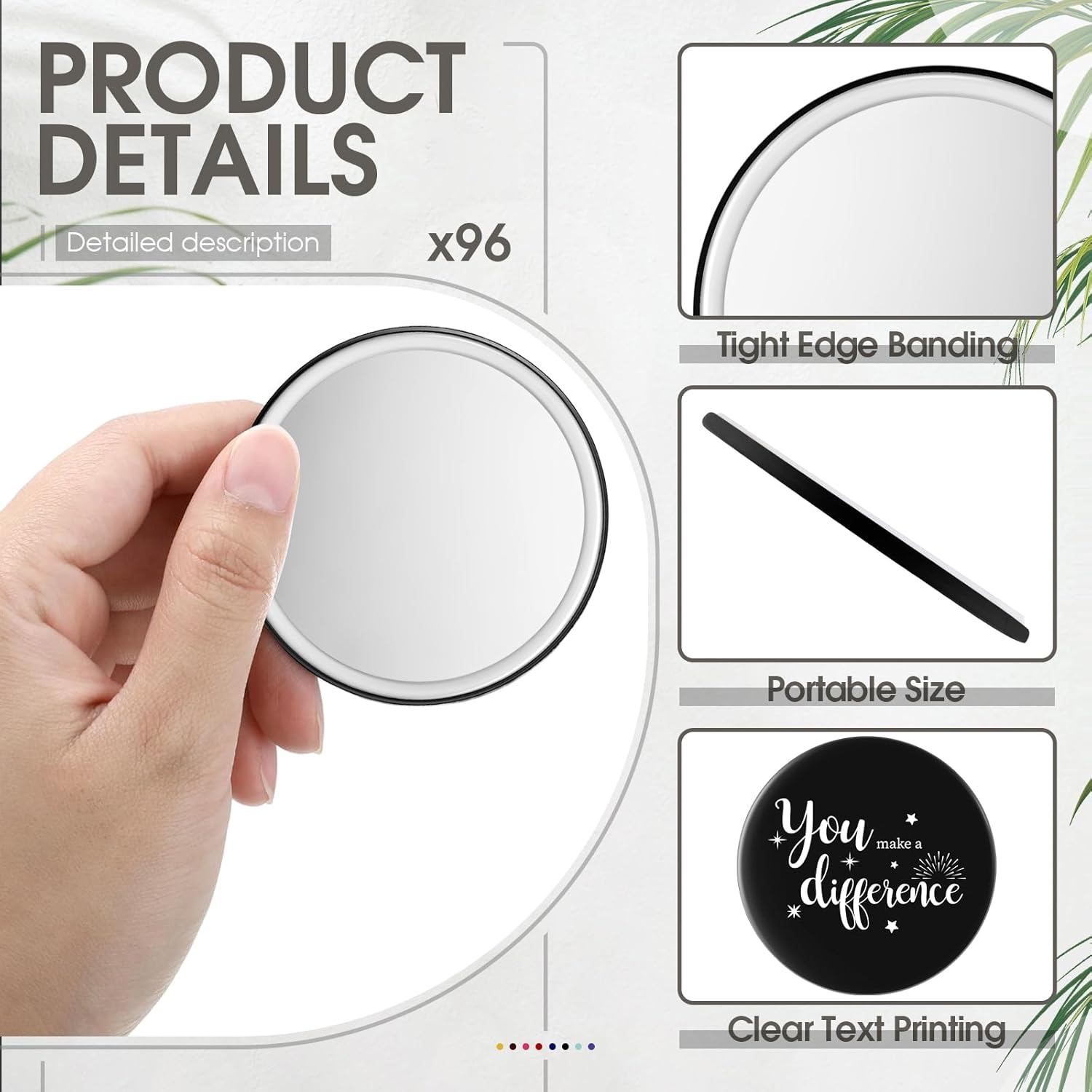 Kigley 96 Pcs Inspirational Compact Mirror for Women Bulk 2.8'' Purse Mirror Nurse Practitioner Week Christmas Party Favor Motivational Positive Office Gift for Coworker Team Teacher (Colorful Base) image number 5