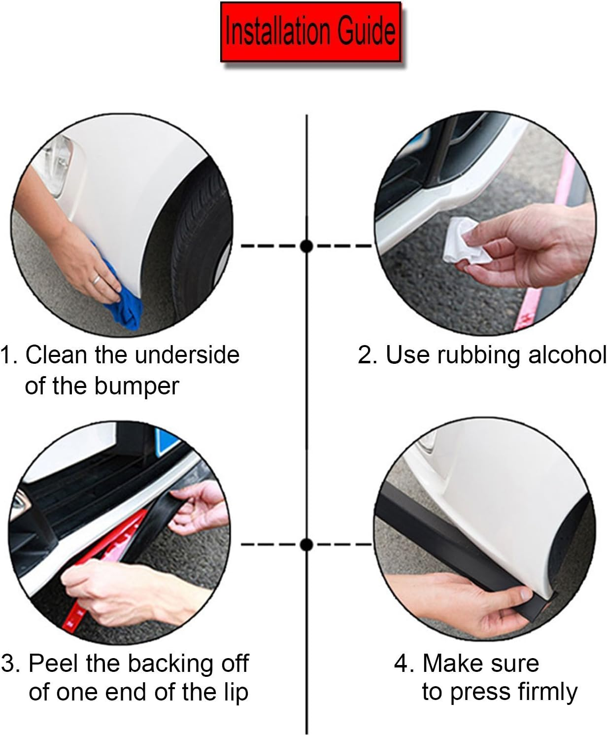 Runmade 2.5 Meters Universal Front Bumper Spoiler Bumper Lip Splitter Body Spoiler Valance Chin (Black) image number 2