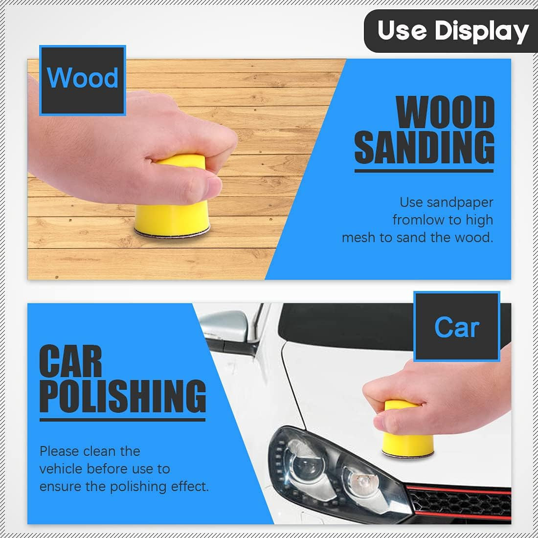 Glarks 102Pcs 2 Inch Hook and Loop Hand Sanding Block round Sanding Pad Hook Backing Plate with 100Pcs Hook and Loop Sanding Disc Set for Craft, Woodworking, Furniture Repairing (2 Inch) image number 4