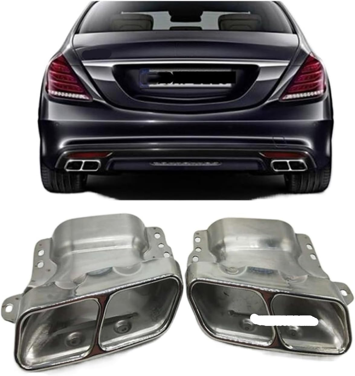 Muffler Car Rear Exhaust Tip Muffler Pipe Air Vent Outlet Out Duct Tailpipe Exhause Compatible with Mercedes Benz W221 W164 W176 2009-2013 image number 1