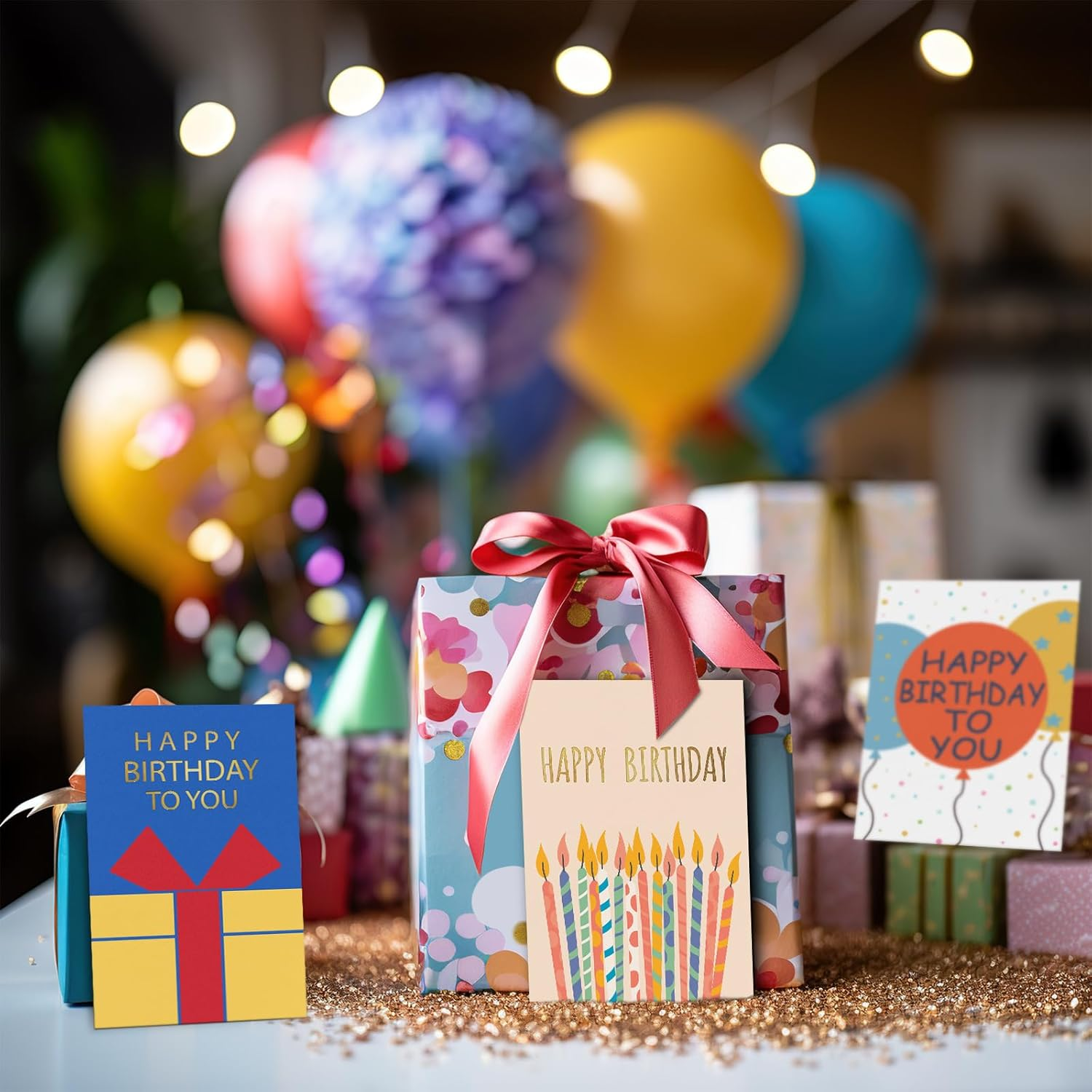 Uroboo Gold Foil Birthday Cards with Envelopes & Stickers, 20PCS Happy Birthday Cards Assortment in Bulk for Family, Kids, Friends, Work & Office Celebrations image number 5