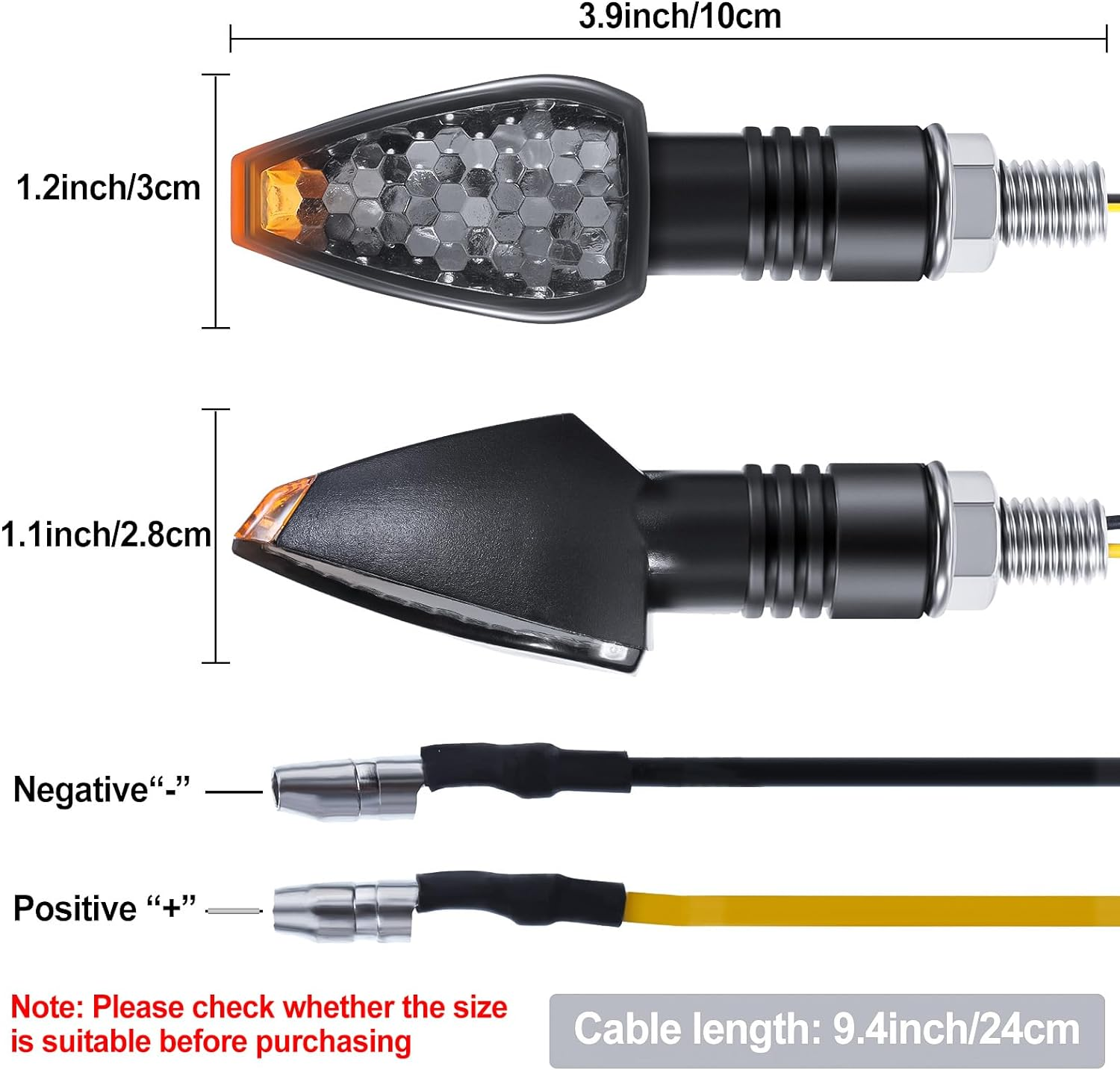 4 Pieces Motorcycle Turn Signal Lights Indicators Flowing 14 LED 12V Motorbike LED Blinker Amber Lamp Mini Stalk Arrow Front Rear Lights image number 2