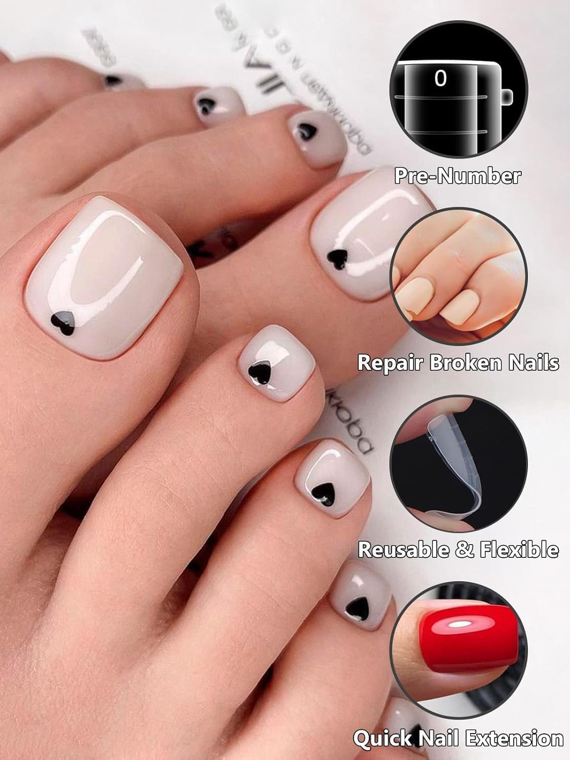 Kalolary Poly Gel Nail Forms, 120 PCS T-Shape Dual Nail Forms for Builder Gel Square Nail Extension Tips for Structure Nail Art Manicure Tools Salon at Home-12 Sizes image number 3