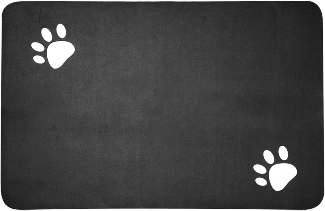 40 X 60 Cm Underlay Dog Bowl Absorbent Feeding Mat Cats Non-Slip Diatomite Mat Cat Bowl Quick Drying Feeding Mat Cat Easy Cleaning Feeding Bowl Mat Cat (Black) image number 3