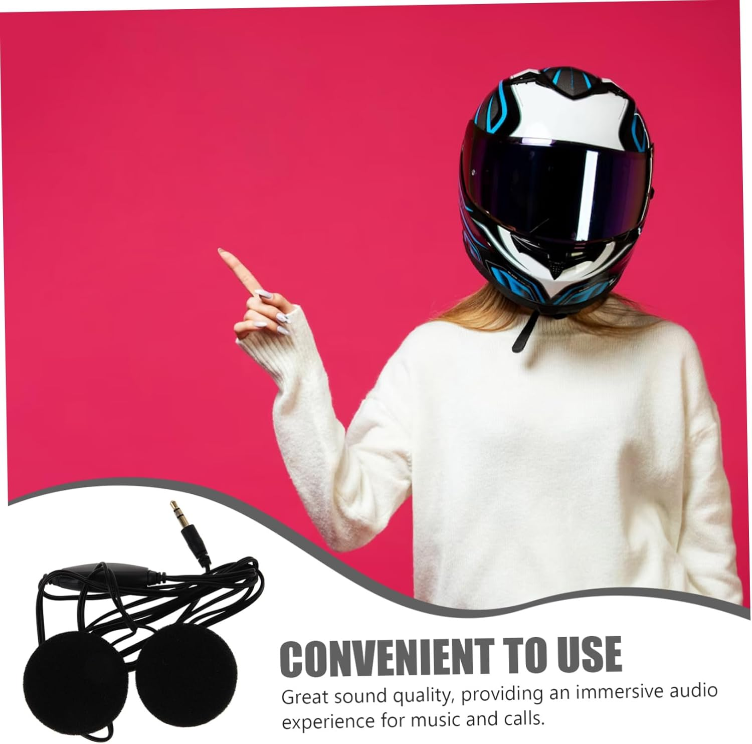 WEKADRIN Motorcycle Helmet Headset with Microphone 3.5Mm Plug Black In-Ear Earphone for Rider Gps Navigation Outdoor Riding Compatible with Motorbike Helmets image number 5