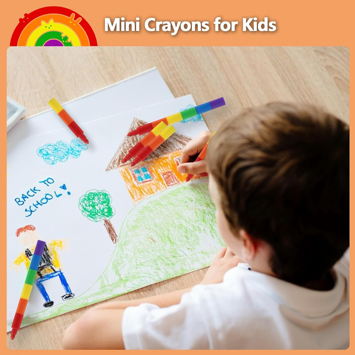 18 Pcs Stackable Crayons, 216 Counts Mini Crayons, Coloured Crayon for Kids,12 Vibrant Colours Rainbow Markers for Drawing, Gifts, Party Favours image number 1