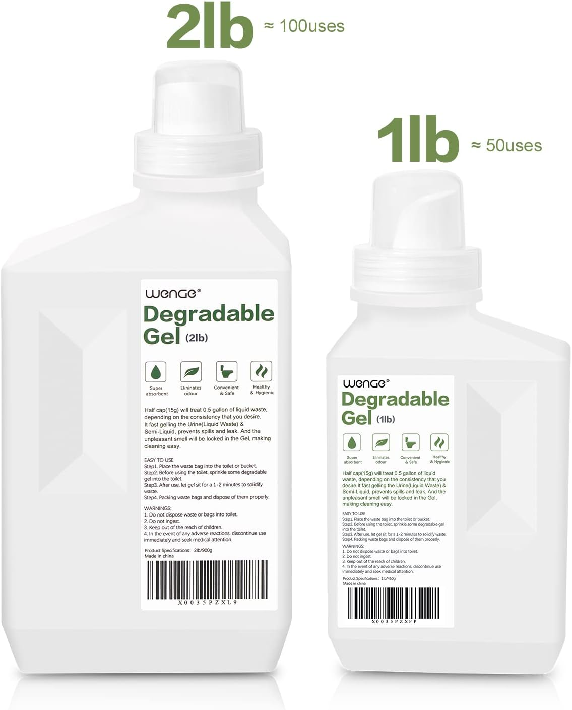 Wenge Urine Super Absorbent Powder, Deodorizer - 2LB - Poo Powder for Portable Toilet, Eco Absorbent Gel Liquid Waste Gelling - for Camping Portable Toilet, Urinals, Bedside Commodes, Pet Potty Etc image number 2