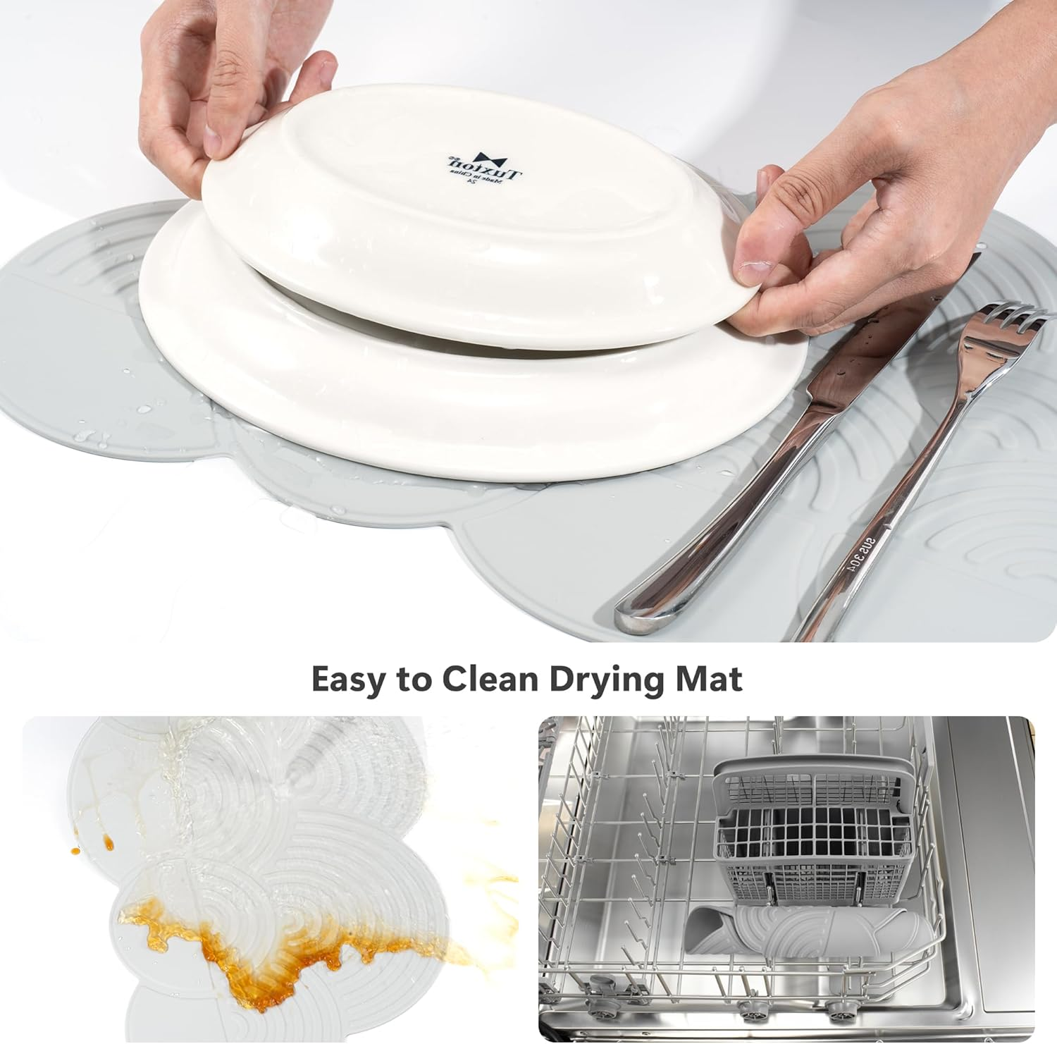 Li&Zhao Dish Drying Mats for Kitchen Counter - Dish Mat Drying Kitchen Mat Silicone Drying Mat Silicone Mats Dish Rack Mat Dish Drainer Mat