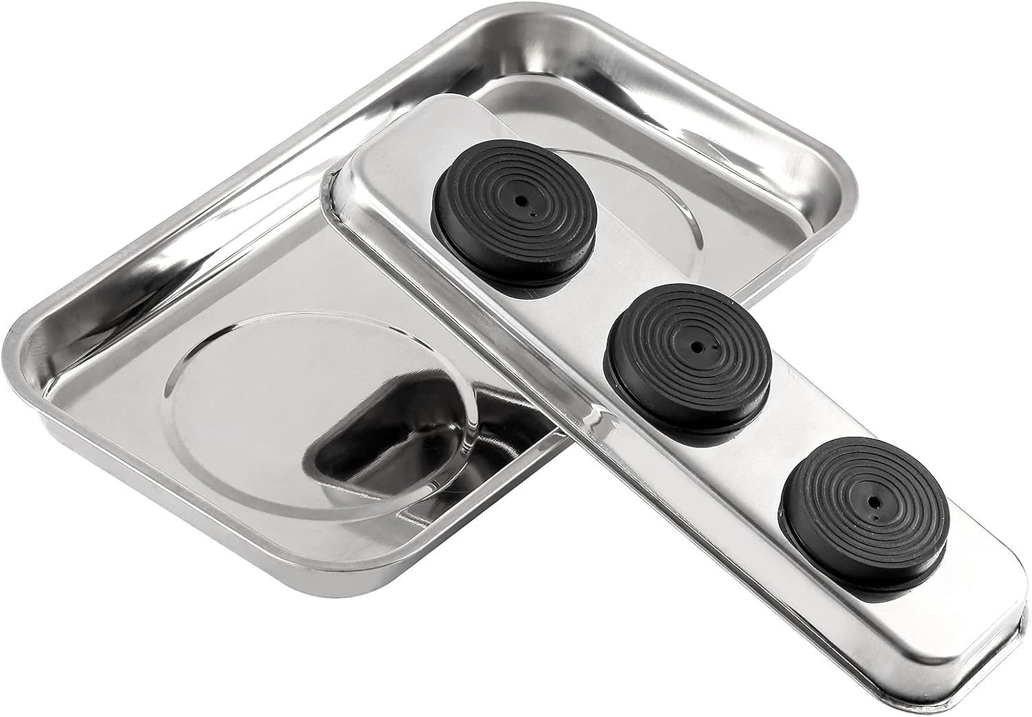 3 Pieces Magnetic Trays Set Stainless Steel Magnet Tool Tray Parts Holder for Screws, Sockets, Bolts, Pins, Mechanic'S and Automotive image number 6