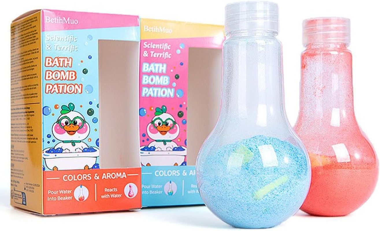 2 Pack Kids Bath Bombs Fizzy Bubble Bath Explosions for Kids, Fun Science Flask Colorful Foam Bubble Bath Bomb Fun & Educational Kids Bath Experience image number 3