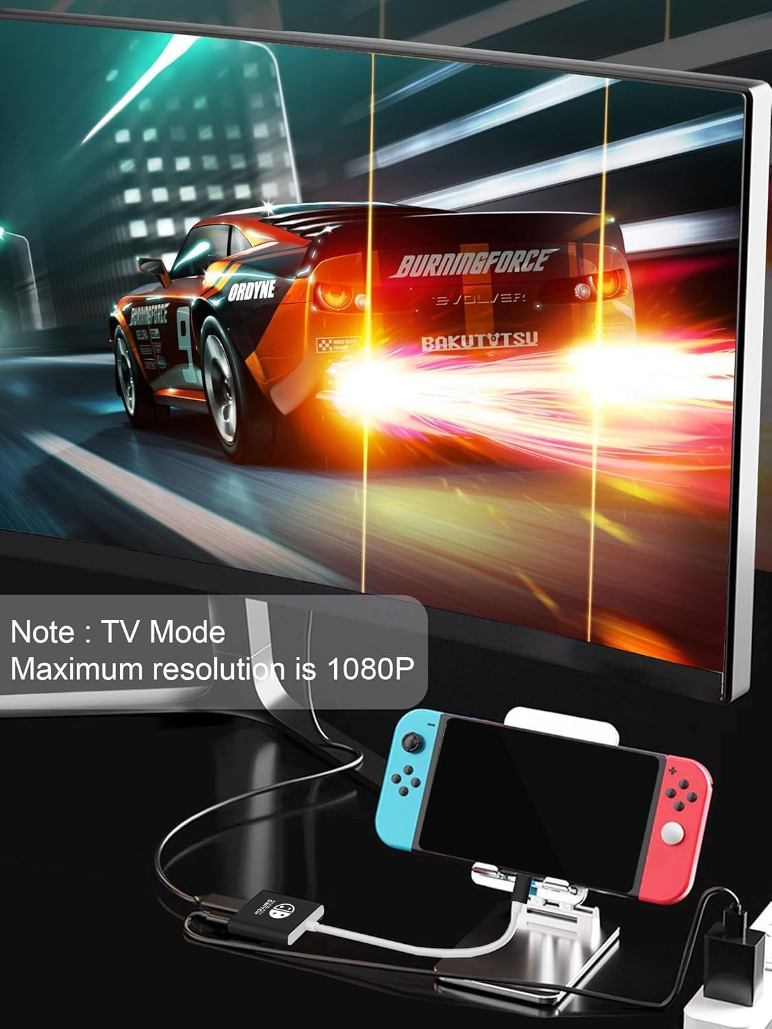 ZONEY Switch Dock for Nintendo Switch, TV Docking Station for Switch, Portable Switch TV Dock Adapter，Usb C to HDMI Adapter Compatible Nintendo Switch/Oled/Steam Deck/Macbook Pro (Black & White) - Black  White image number 3