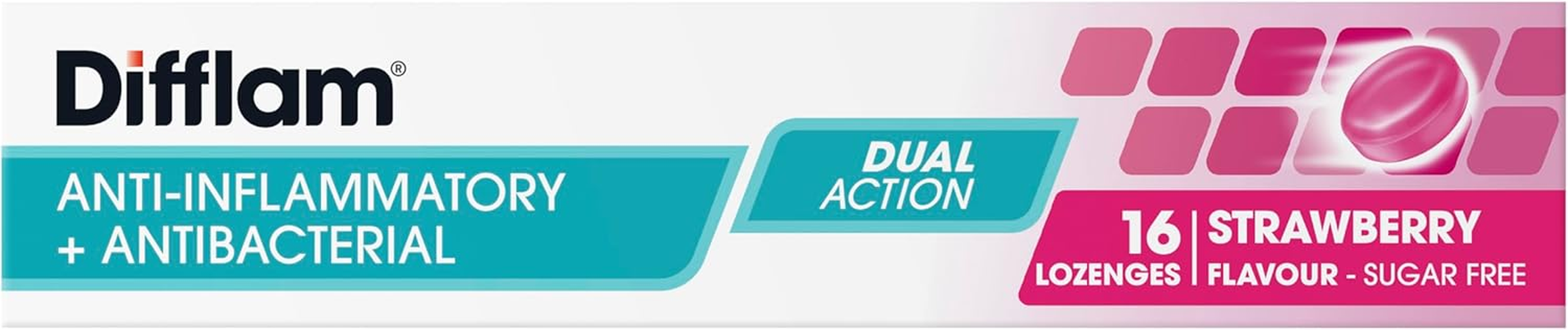 Difflam Sore Throat Lozenges, Strawberry, 16 Count image number 2