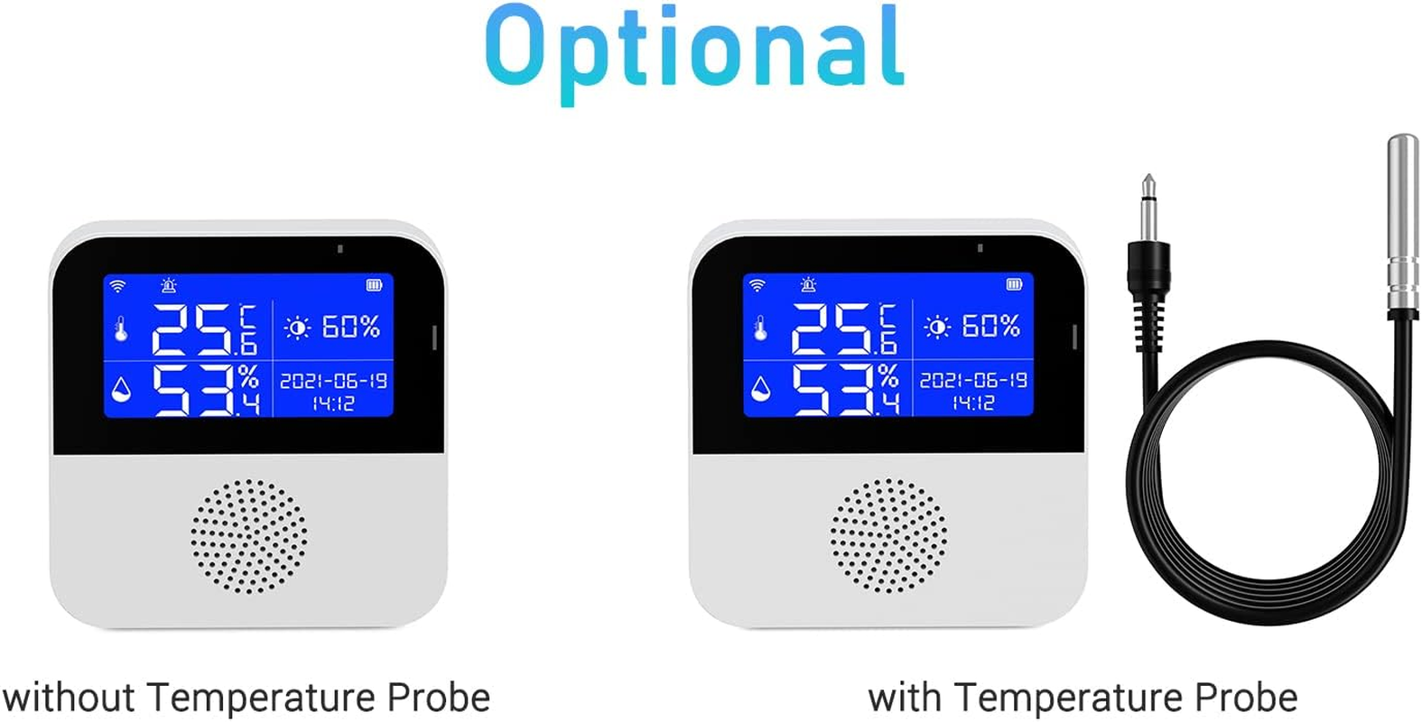 RAYWE Wi-Fi Temperature and Humidity Meter, Wi-Fi Temperature Humidity Meter Indoor Hygrometer Temperature Sensor Alarm APP Control 2.9-Inch LCD Backlight Display ℃ /℉ with Time Date for Home image number 5