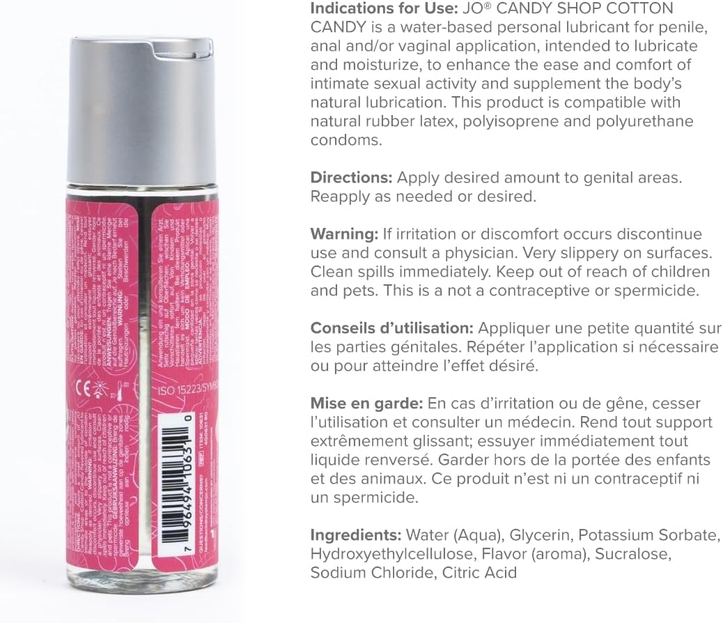 System Jo H2O Flavoured Candy Shop Cotton Candy Personal Lubricant, Cotton Candy 60 Milliliters image number 2