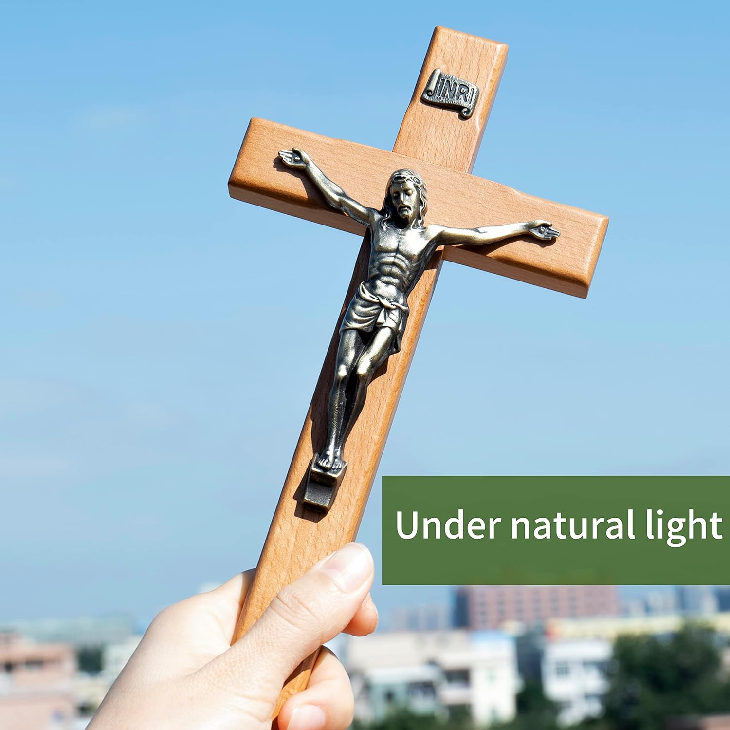 ARCHOBAN 10" Crucifix Wall Cross &ndash; Catholic Wooden Jesus Christ Cross for Wall or Prayer Room, Solid Wood Home Decor image number 3