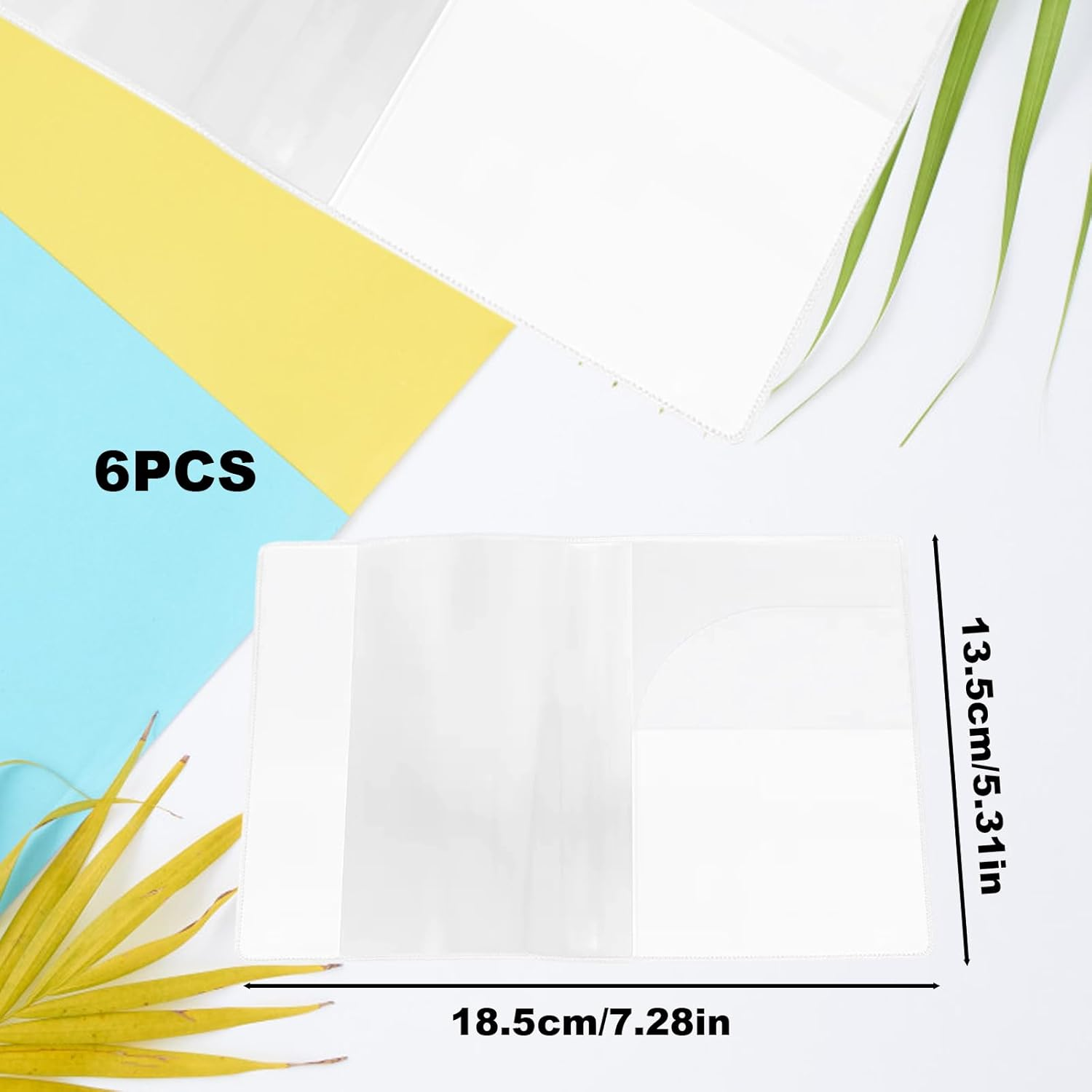 Passport Sleeve, 6 Pack Clear Passport Cover with Card Slots, Travel Passport Holder for Organising ID and Credit Cards, 18.5 X 13.5 Cm image number 6