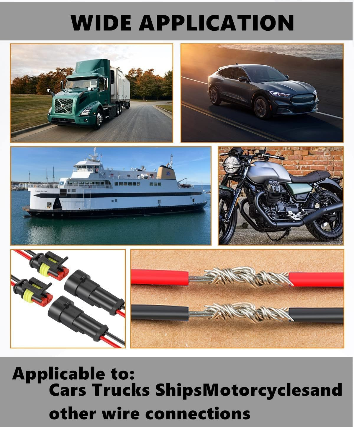 10 Pack 2 Pin Wire Connector,Male and Female Waterproof Connector, Waterproof Wire, Universal for Car Truck, Boat and Other Wire Connection image number 5