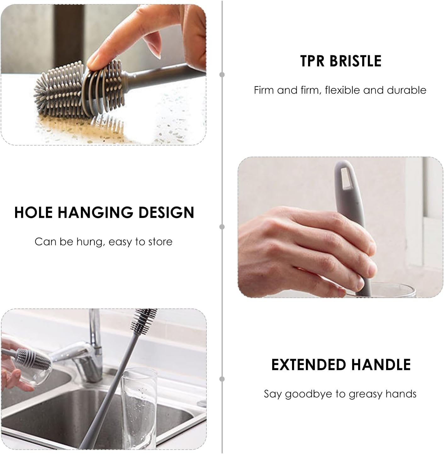 2 Pieces Silicone Cleaning Brushes, Bottle Cleaning Brushes, Multifunctional Cleaning Tools, Kitchen Tools image number 3