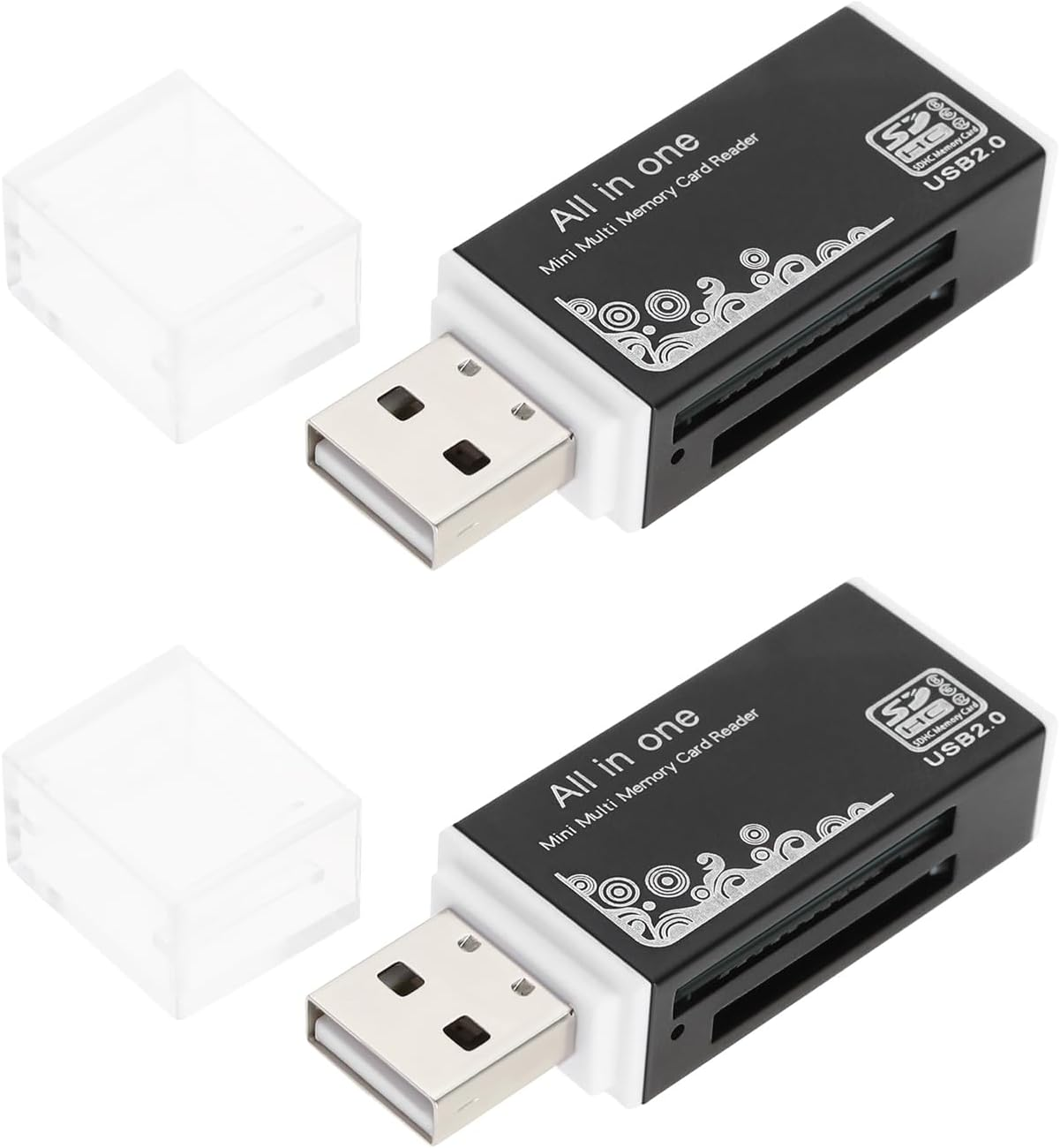 Be in Your Mind 2PCS SD Card Reader to USB Adapter 4-In-1 for MS Duo Pro M2 Card SDXC SDHC MMC RS-MMC Micro SDXC Micro SDHC and TF Card