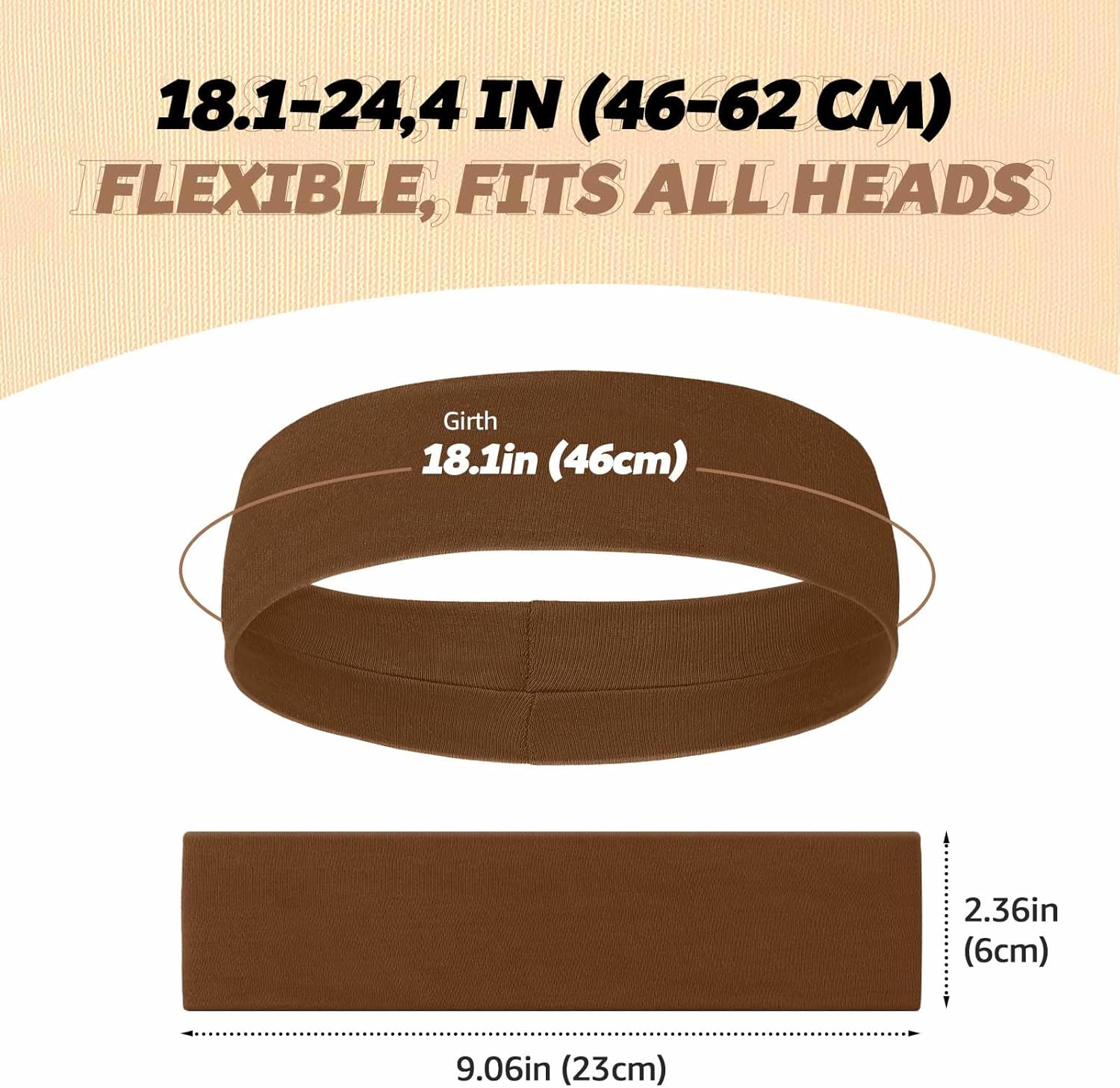 AWUMBUK Women'S Sports Headbands, Pack of 8 Black Hair Bands, Non-Slip Headbands, Elastic Headbands, Unisex Hair Band, Sport, Yoga, Workout, Running, Fitness, Gym, Hair Accessories image number 1