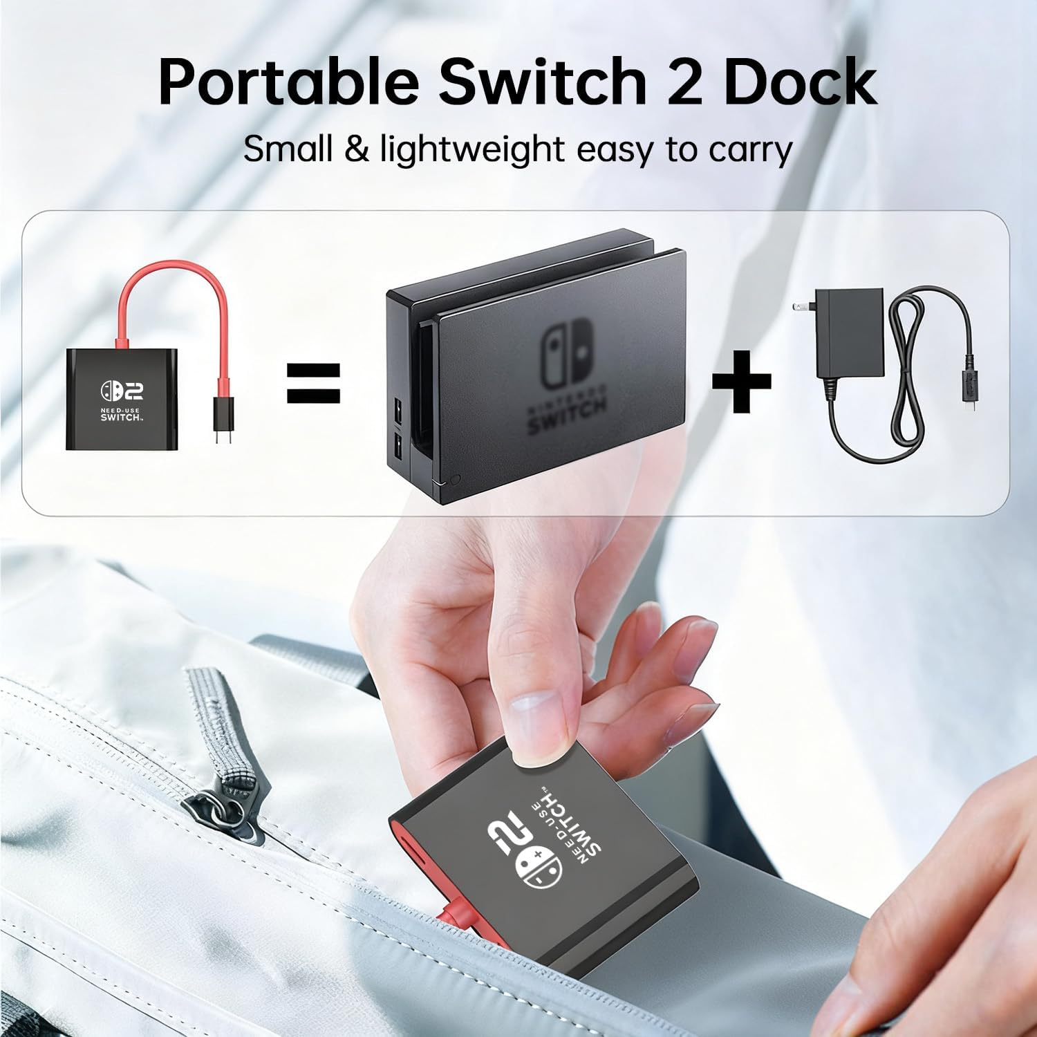 AHGEIIY Switch2 Dock for Offical Nintendo Switch Docking Station, Upgrade for Nintendo Switch Dock with 4K 60Hz HDMI, USB 3.0 and 100W PD Port, Travel Dock for Switch2/Oled Macbook Steam Deck image number 3