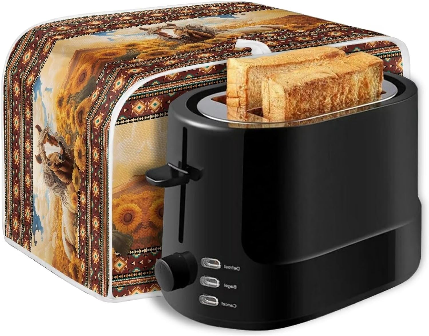 Wanzuoeng Aztec Tribal Toaster Cover 2 Slice, Horse Sunflower Print Microwave Toaster Oven Cover Dustproof Washable, Lightweight Bread Machine Cover for Home, Kitchen Accessories image number 5