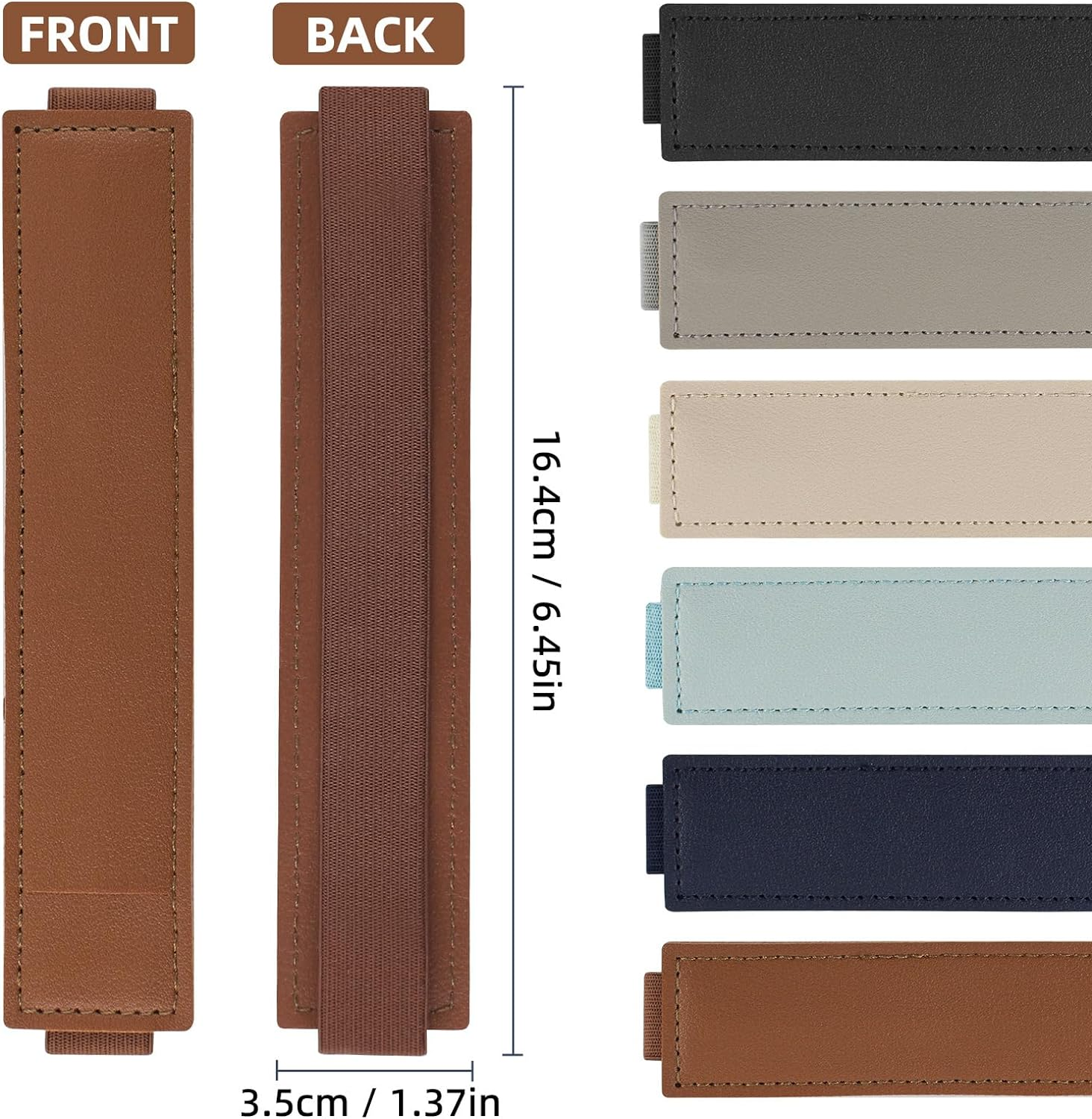 6 Pcs Pen Holder Pouch Notebook PU Leather Pen Sleeve Pouch Adjustable Elastic Strap Stationery Bag Detachable Portable Organizer Storage for Outdoors Office image number 5