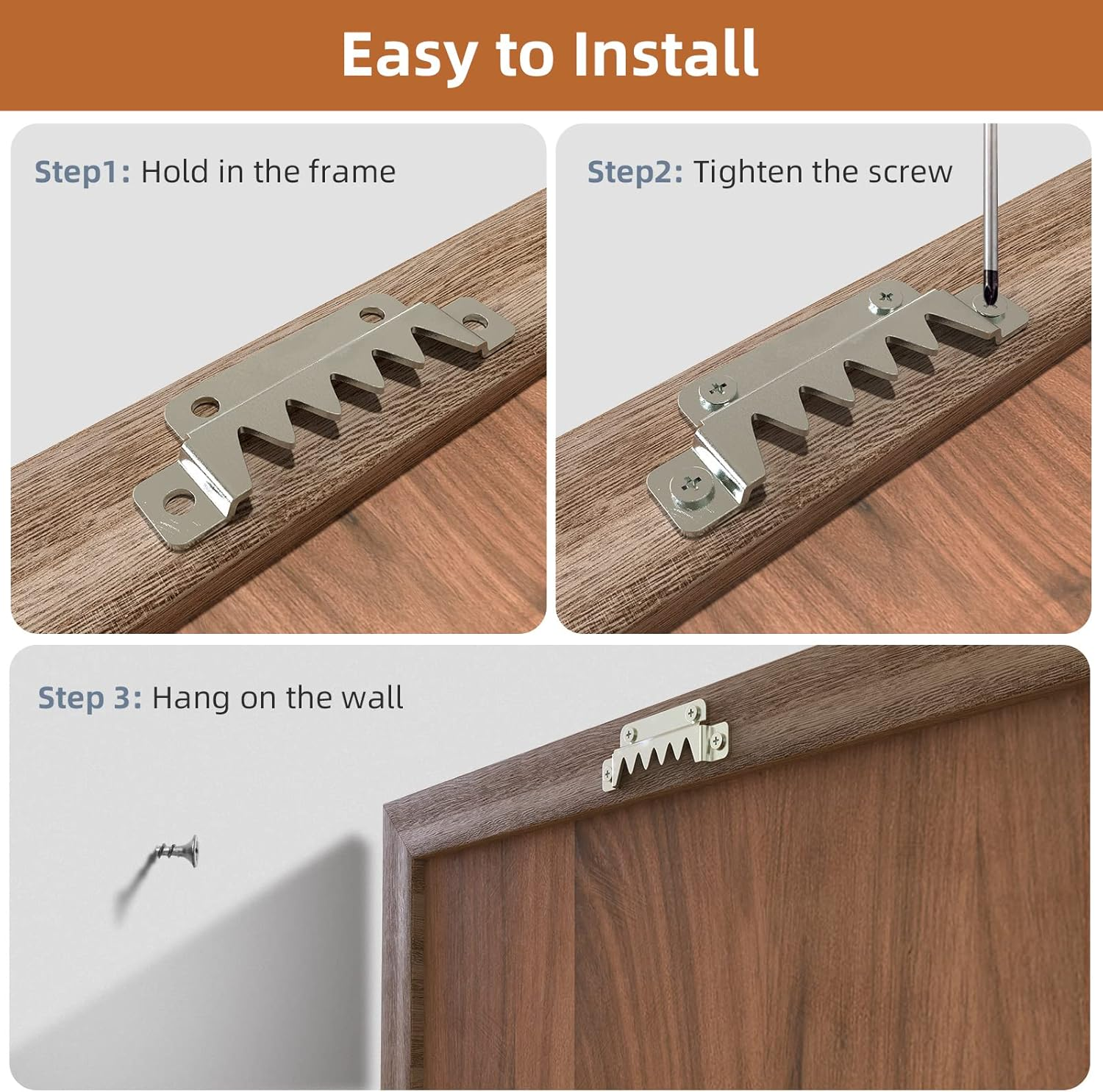 Forogore 12 Pack Heavy Duty Sawtooth Picture Hangers, Large Sawtooth Hangers with Screws, Picture Hang Solutions Picture Hanger for Frame Paintings Artwork Support 400Lbs image number 2